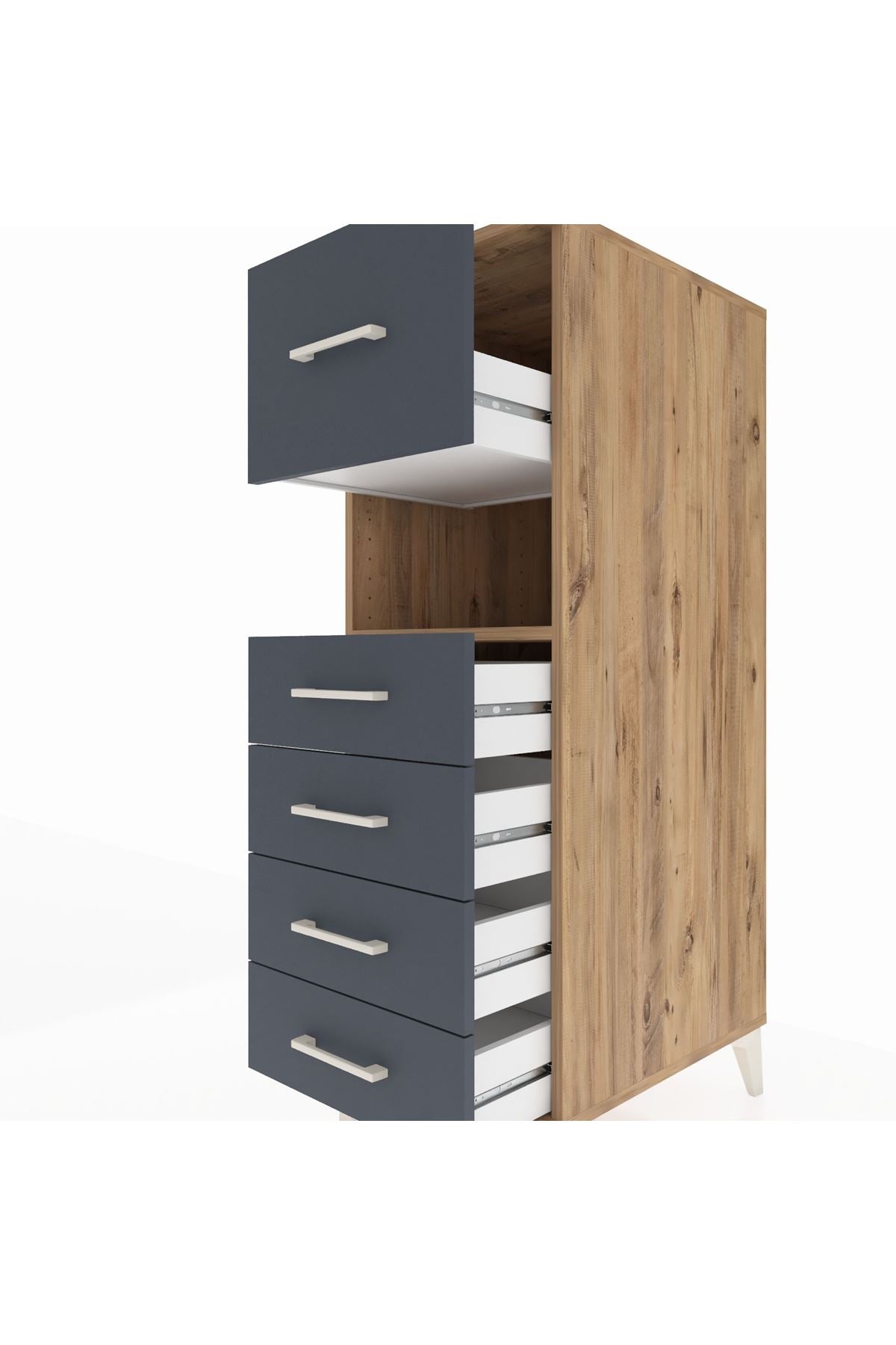 Kronos Dolap Tek Raflı 5 Çekmeceli 44x59x134 - S82M029V8C