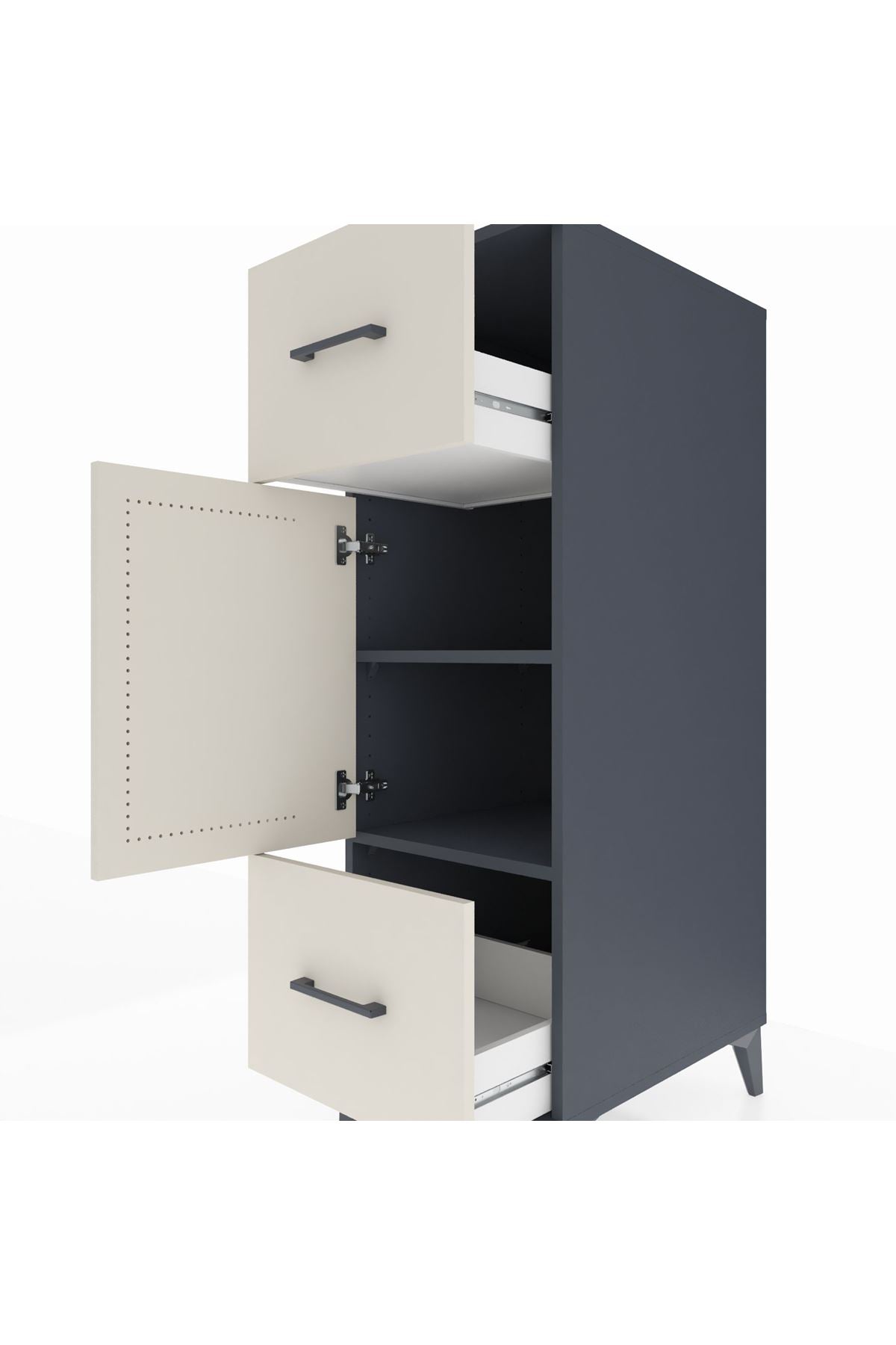 Kronos Dolap 2 Raflı 2 Çekmeceli Tek Kapaklı 44x59x134 - S82M032V4C