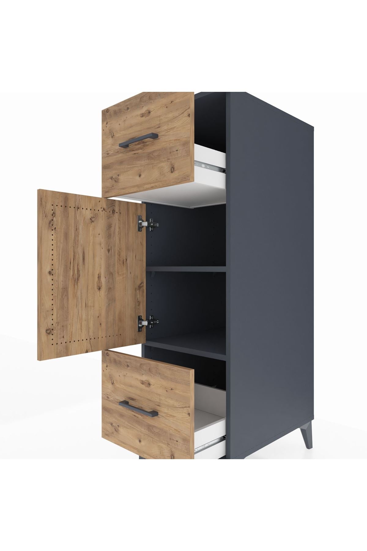 Kronos Dolap 2 Raflı 2 Çekmeceli Tek Kapaklı 44x59x134 - S82M032V6C
