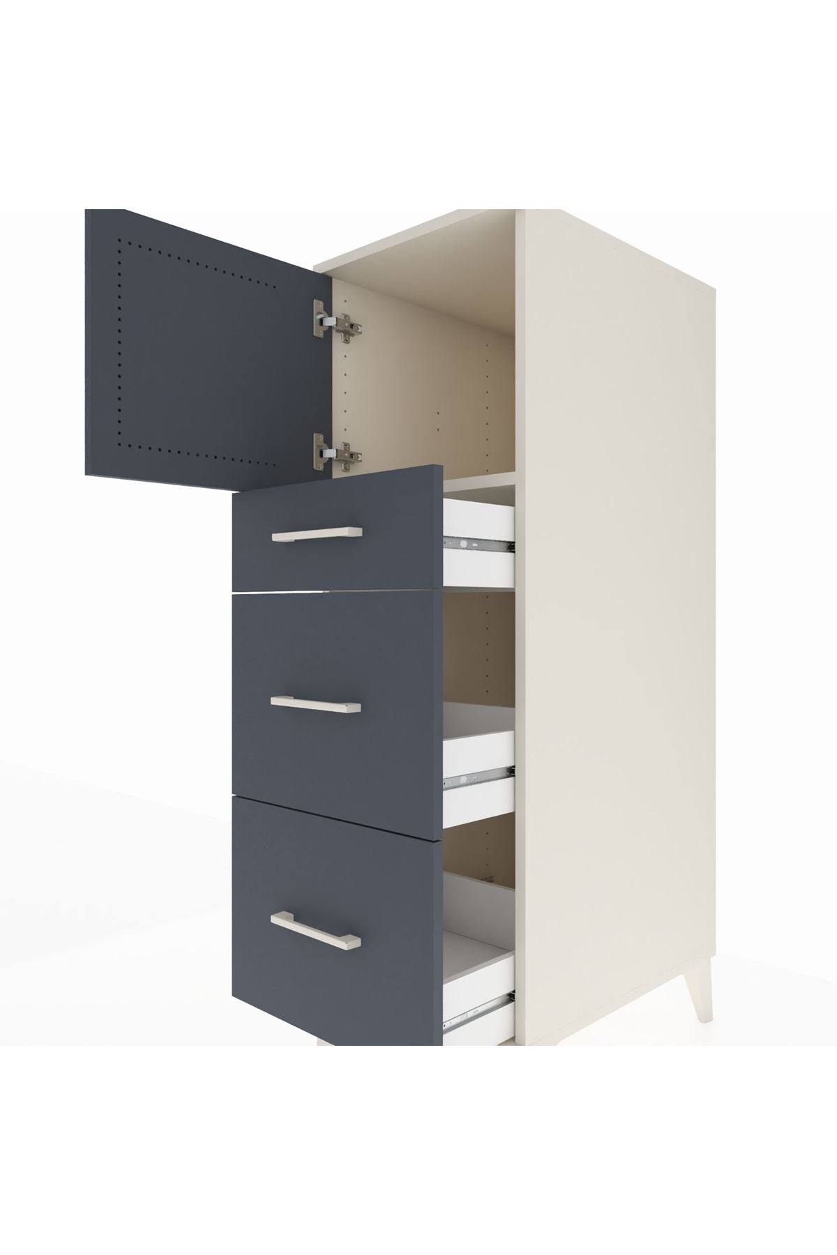 Kronos Dolap Tek Raflı 3 Çekmeceli Tek Kapaklı 44x59x134 - S82M033V2C