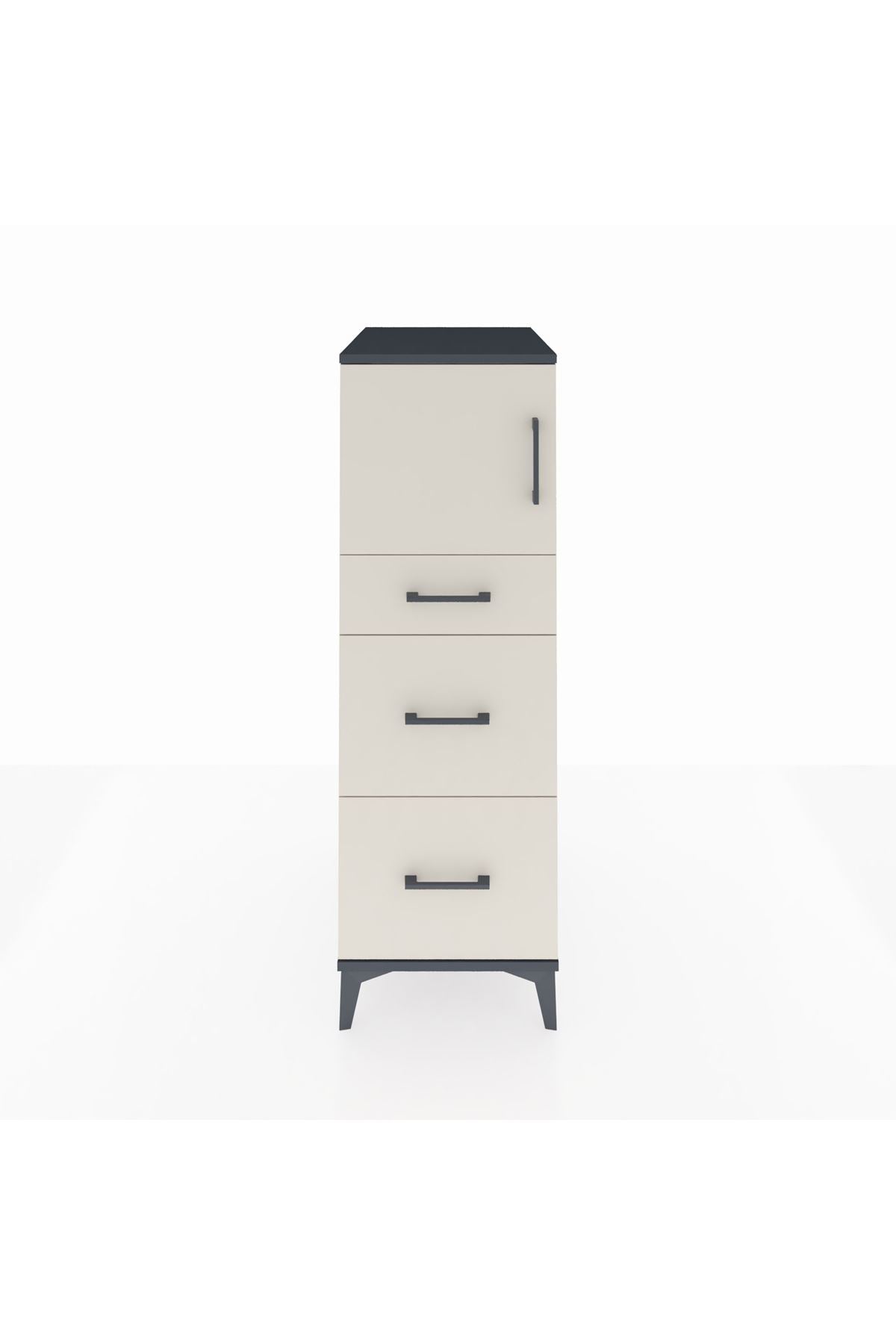 Kronos Dolap Tek Raflı 3 Çekmeceli Tek Kapaklı 44x59x134 - S82M033V4C