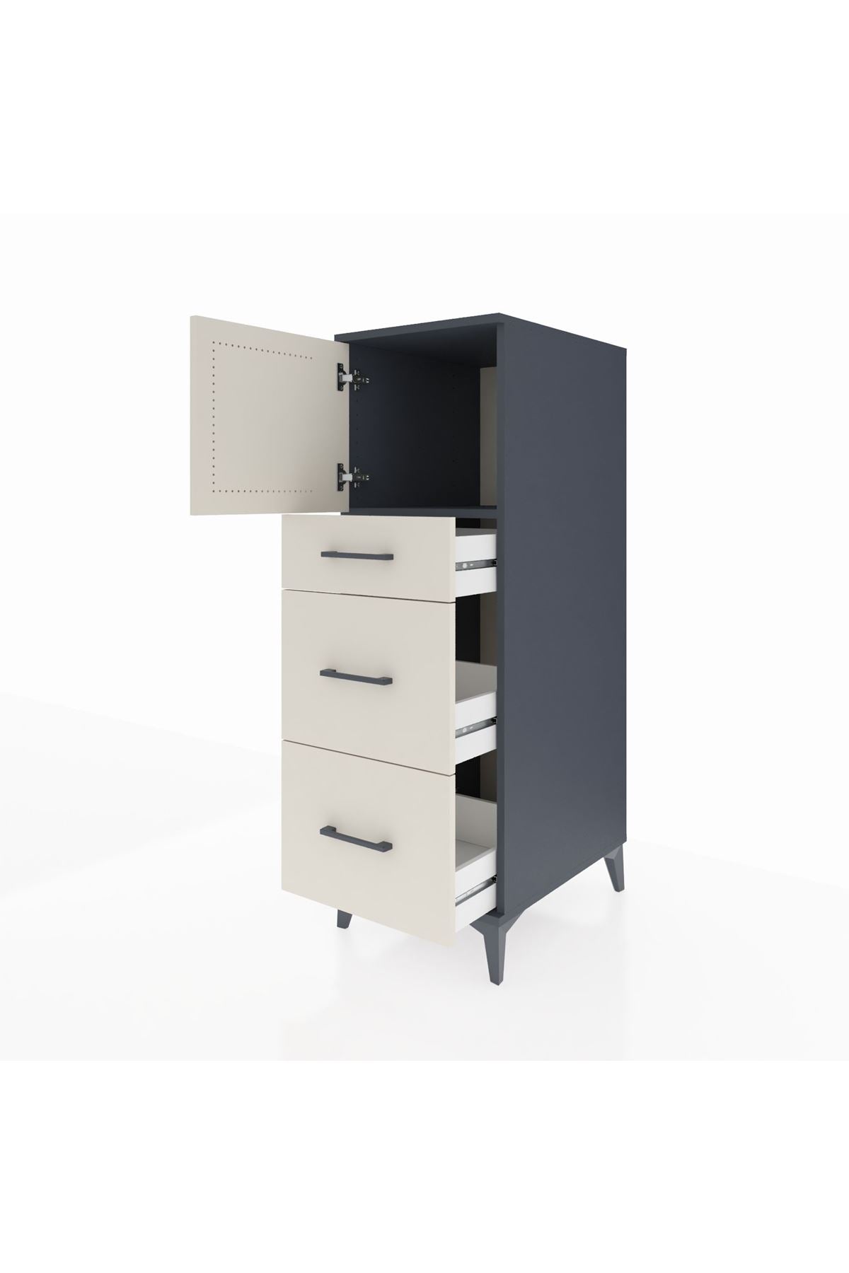 Kronos Dolap Tek Raflı 3 Çekmeceli Tek Kapaklı 44x59x134 - S82M033V4C