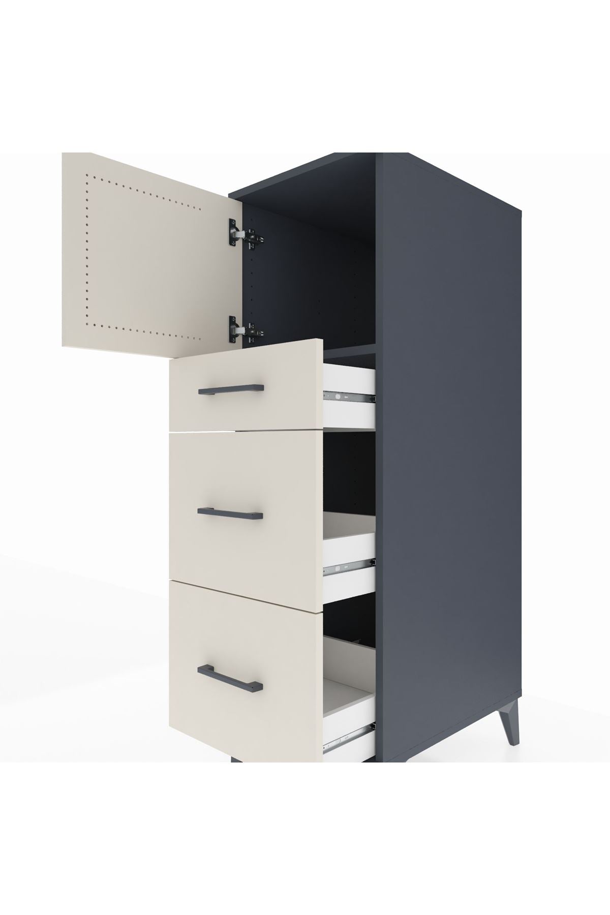 Kronos Dolap Tek Raflı 3 Çekmeceli Tek Kapaklı 44x59x134 - S82M033V4C