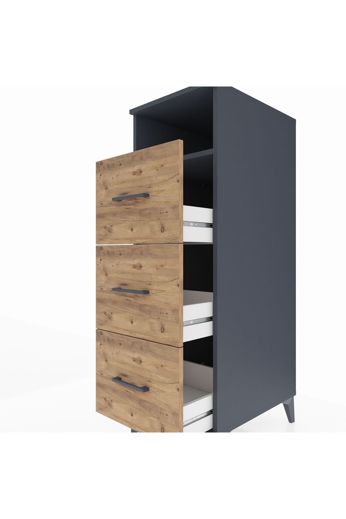 Kronos Dolap Tek Raflı 3 Çekmeceli 44x59x134 - S82M038V6C