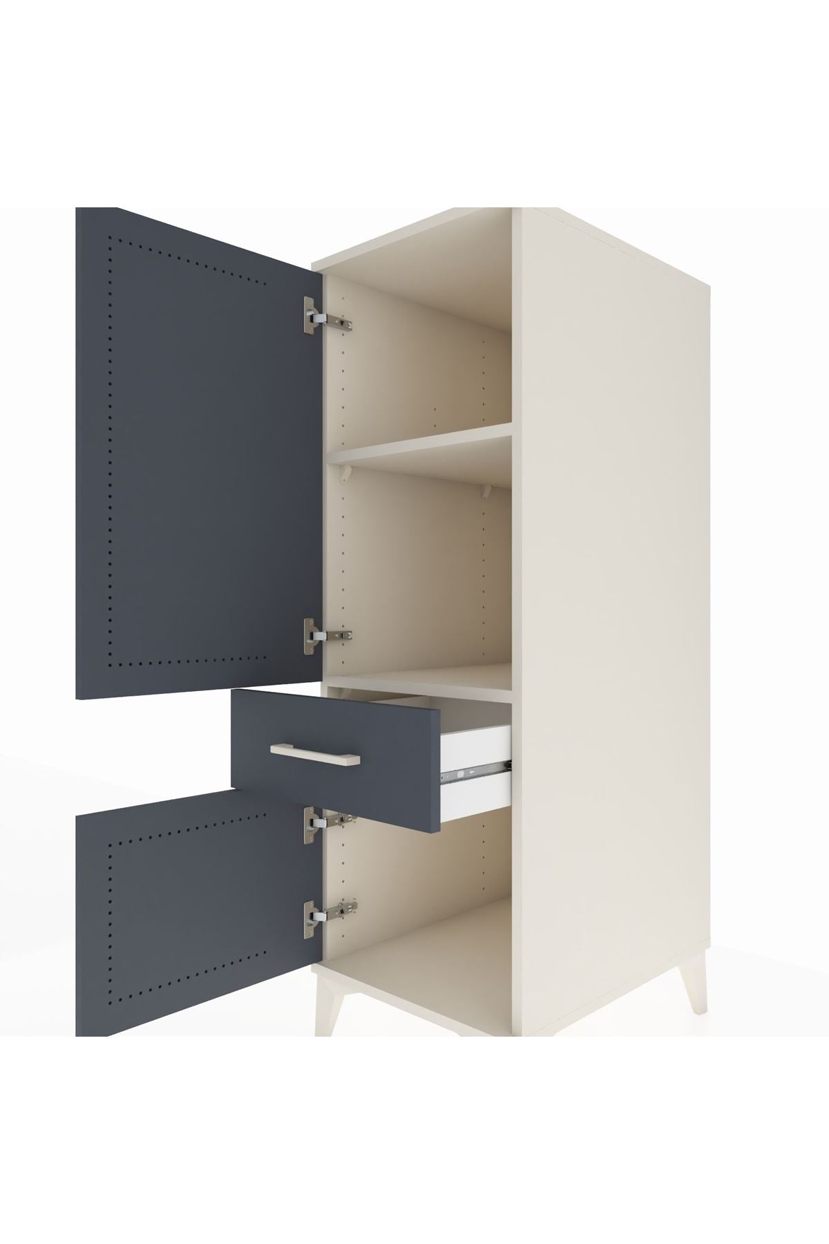 Kronos Dolap 2 Raflı Tek Çekmeceli 2 Kapaklı 44x59x134 - S82M043V2C