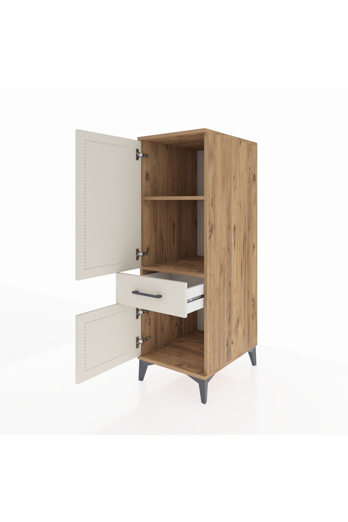 Kronos Dolap 2 Raflı Tek Çekmeceli 2 Kapaklı 44x59x134 - S82M043V7C