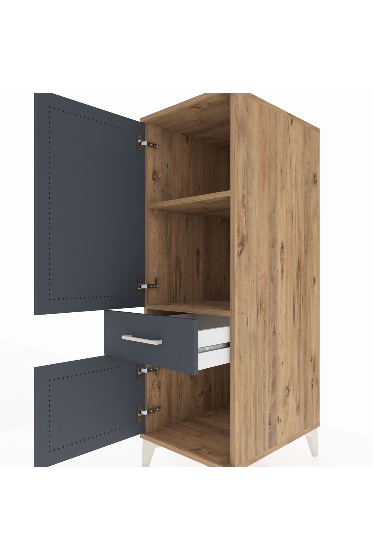 Kronos Dolap 2 Raflı Tek Çekmeceli 2 Kapaklı 44x59x134 - S82M043V8C