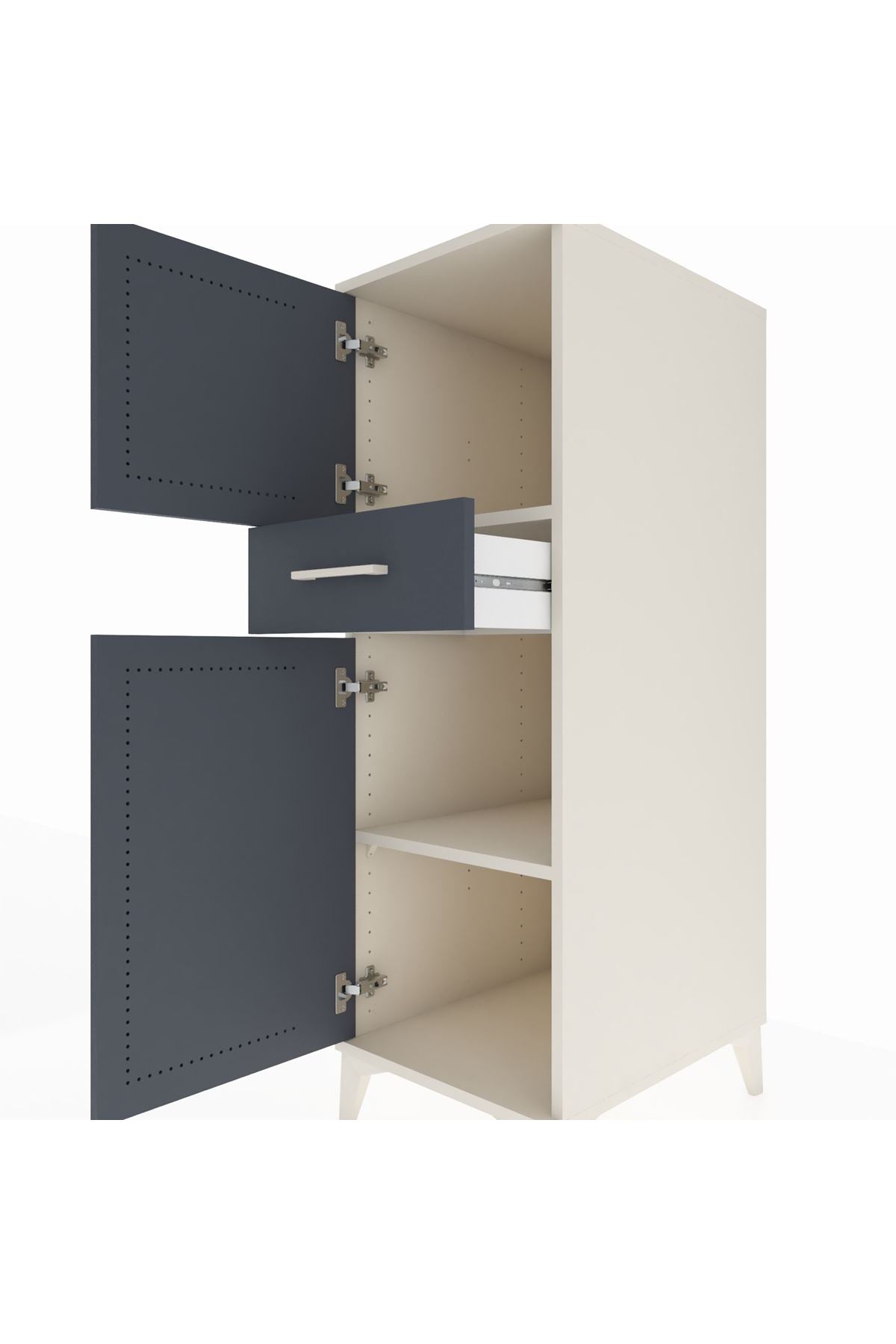 Kronos Dolap 2 Raflı Tek Çekmeceli 2 Kapaklı 44x59x134 - S82M044V2C