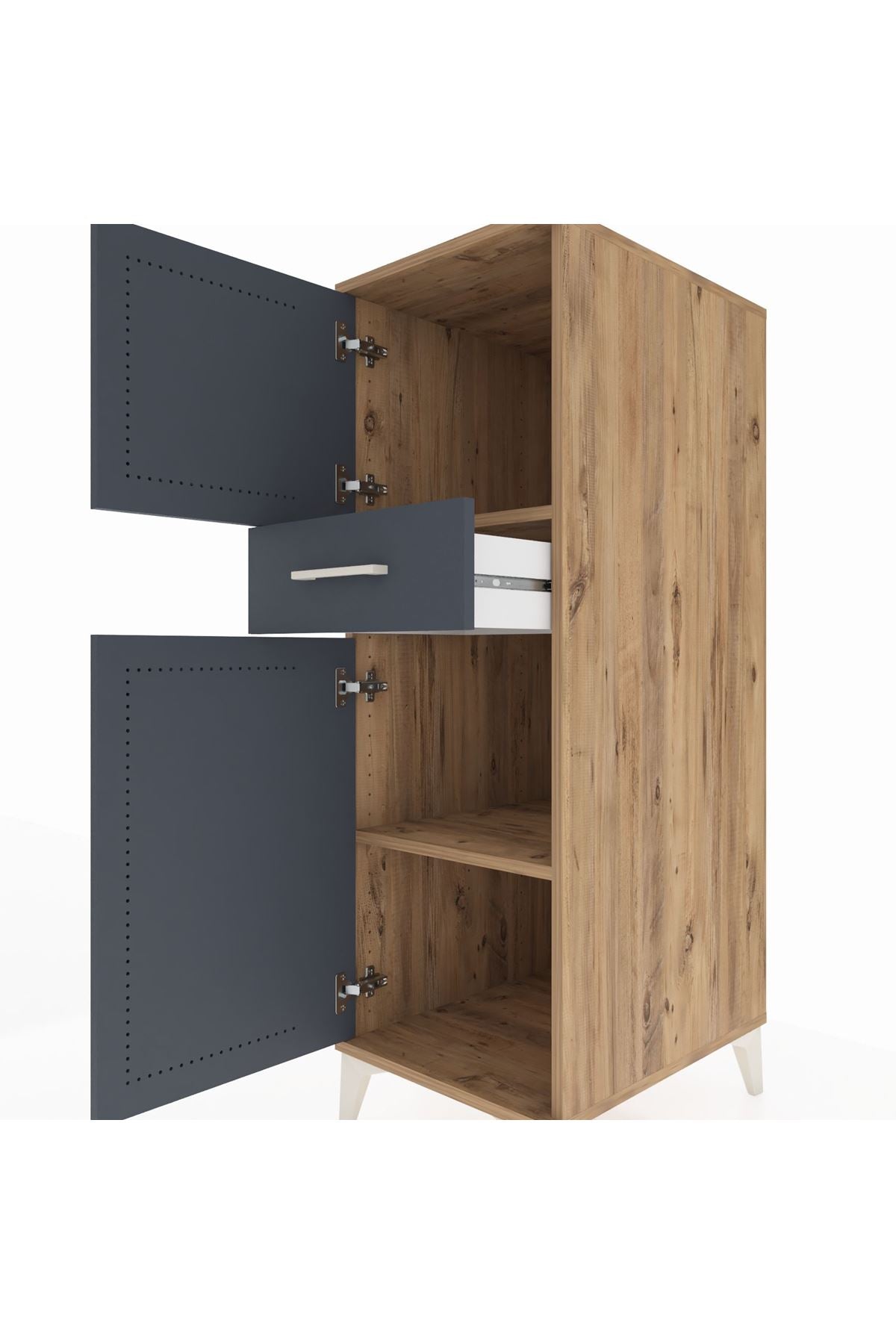Kronos Dolap 2 Raflı Tek Çekmeceli 2 Kapaklı 44x59x134 - S82M044V8C