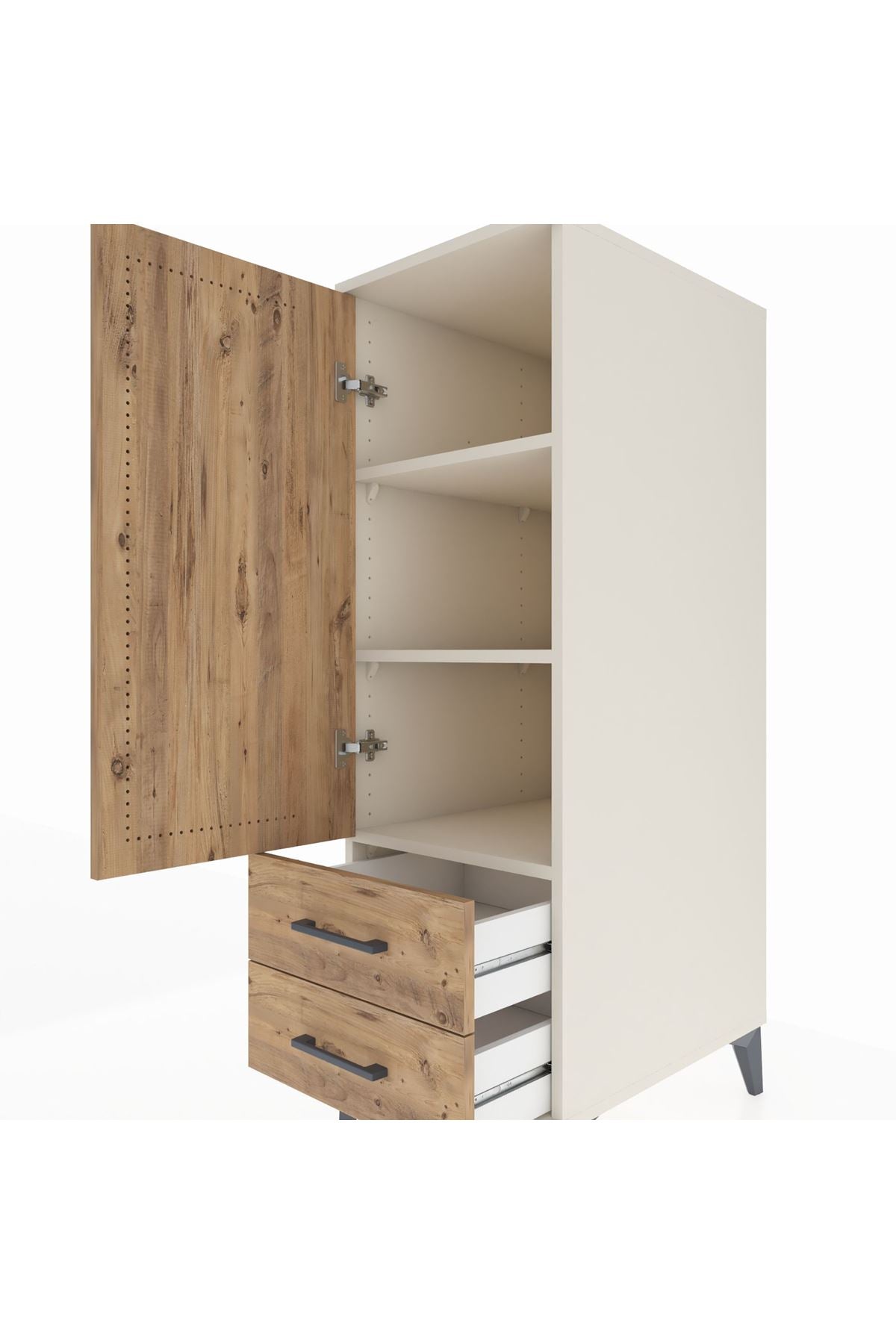 Kronos Dolap 3 Raflı 2 Çekmeceli Tek Kapaklı 44x59x134 - S82M046V3C