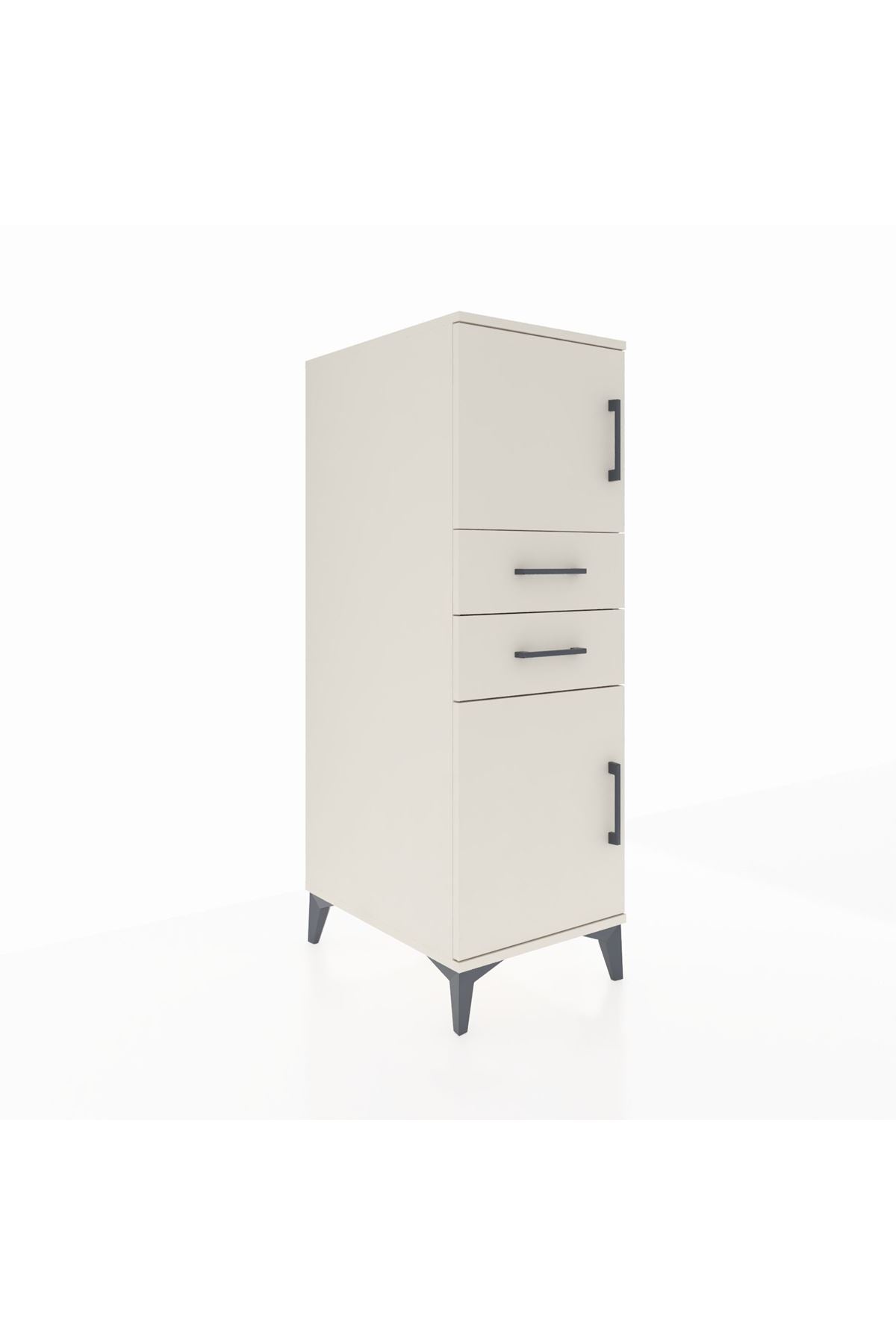 Kronos Dolap Tek Raflı 2 Çekmeceli 2 Kapaklı 44x59x134 - S82M047V1C