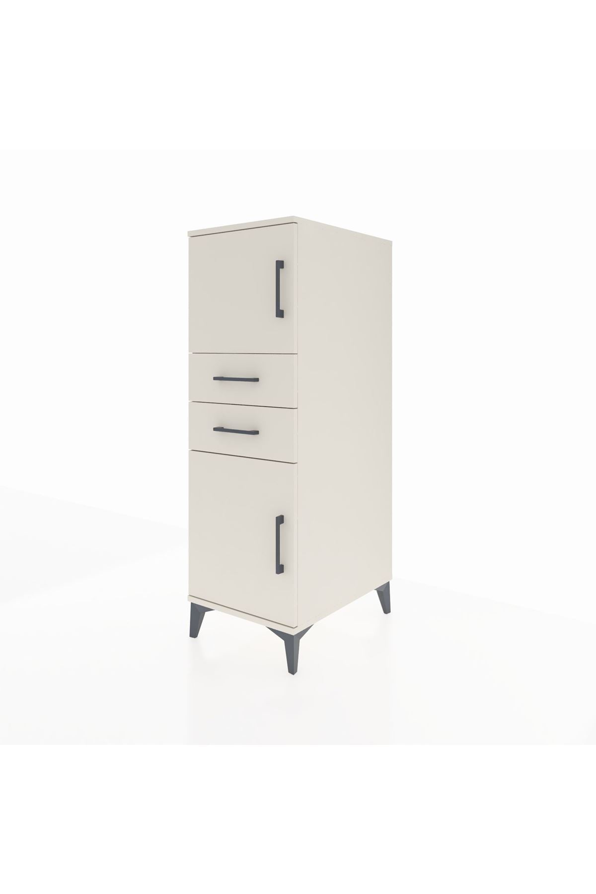 Kronos Dolap Tek Raflı 2 Çekmeceli 2 Kapaklı 44x59x134 - S82M047V1C