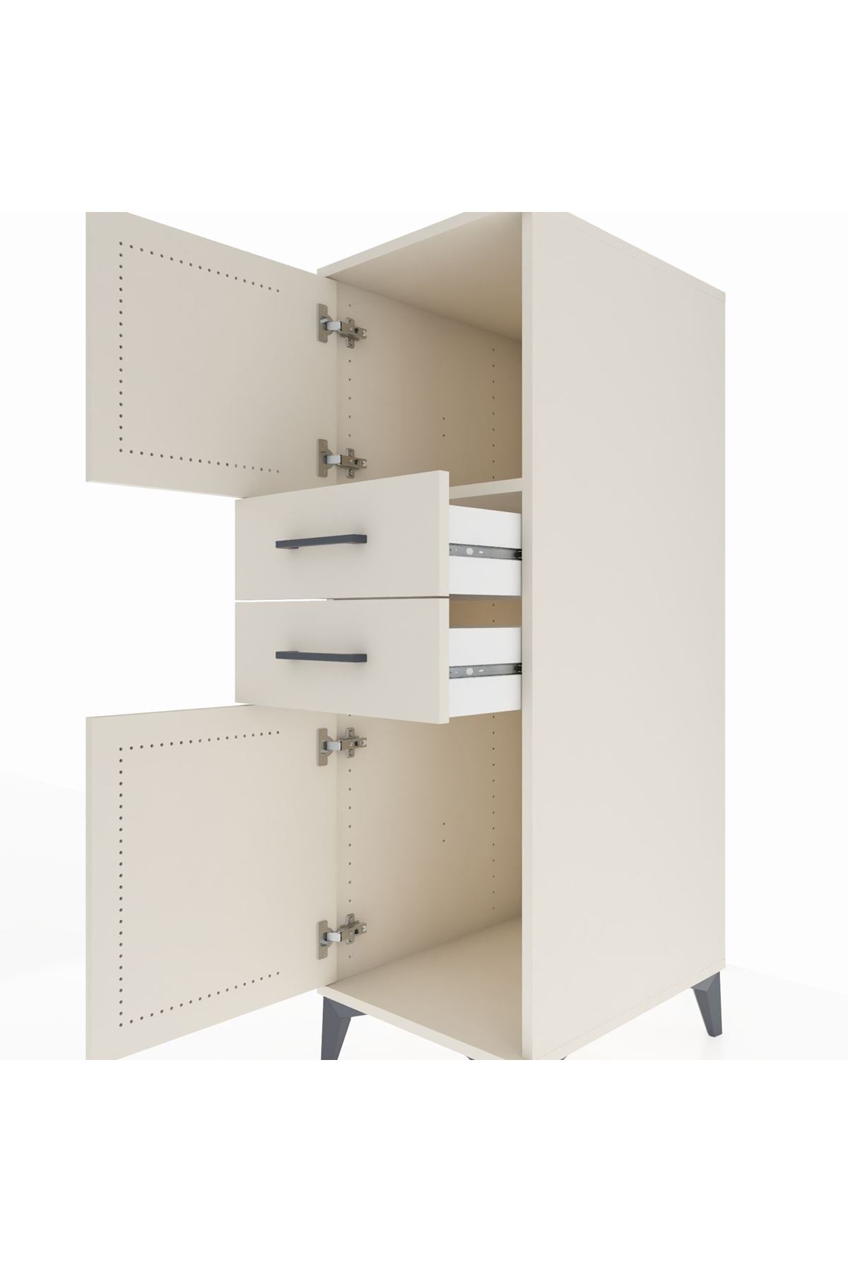Kronos Dolap Tek Raflı 2 Çekmeceli 2 Kapaklı 44x59x134 - S82M047V1C