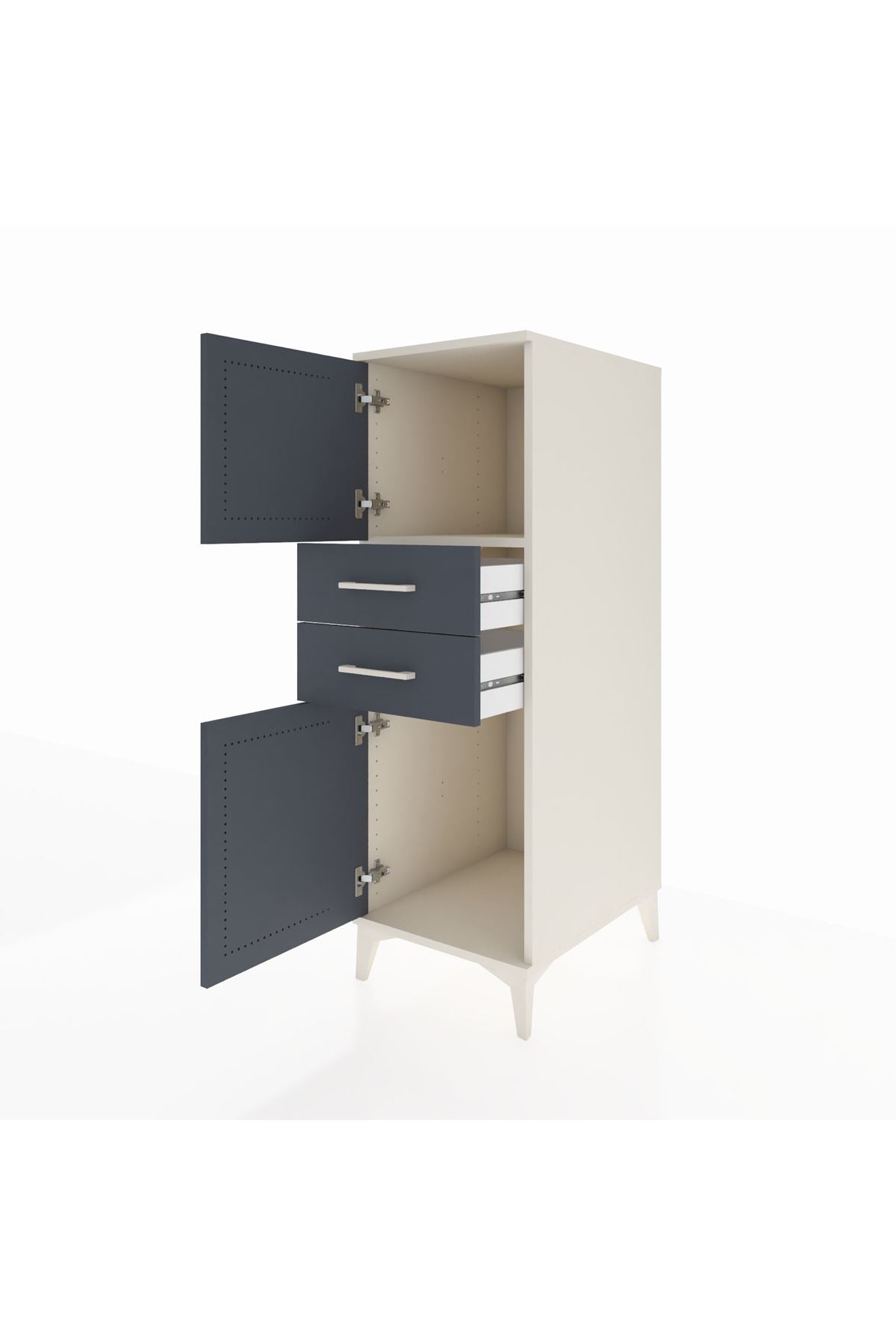 Kronos Dolap Tek Raflı 2 Çekmeceli 2 Kapaklı 44x59x134 - S82M047V2C
