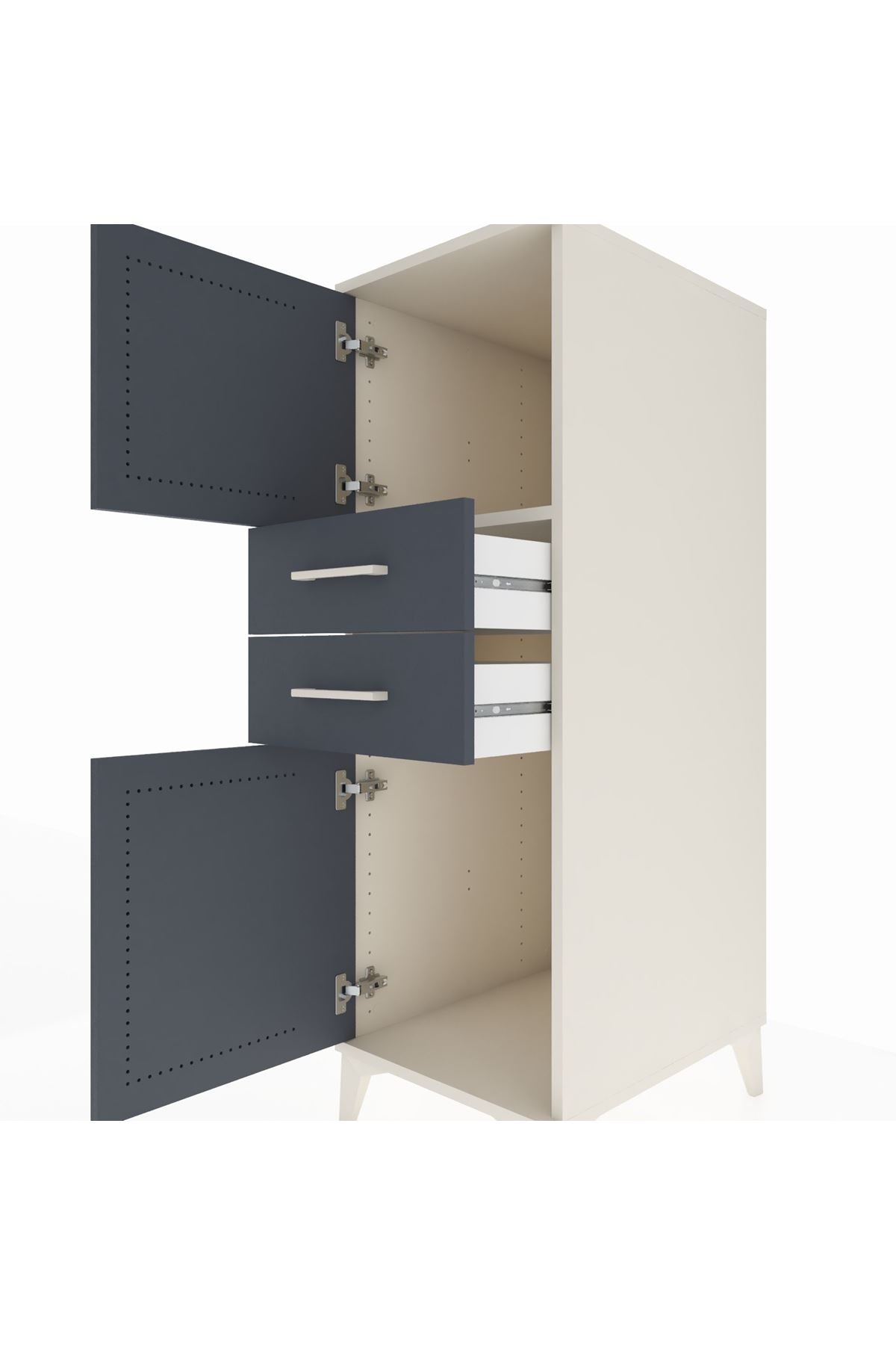 Kronos Dolap Tek Raflı 2 Çekmeceli 2 Kapaklı 44x59x134 - S82M047V2C