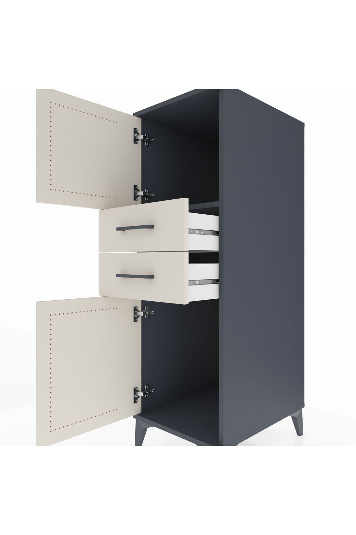 Kronos Dolap Tek Raflı 2 Çekmeceli 2 Kapaklı 44x59x134 - S82M047V4C