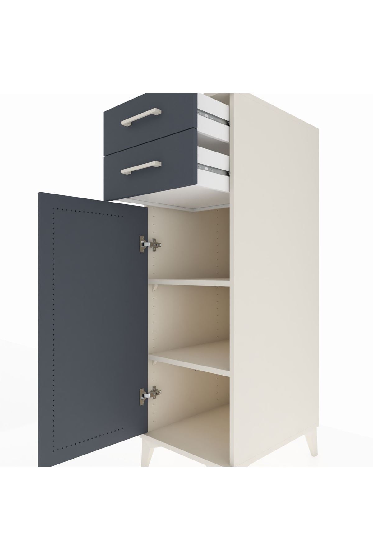 Kronos Dolap 2 Raflı 2 Çekmeceli Tek Kapaklı 44x59x134 - S82M048V2C