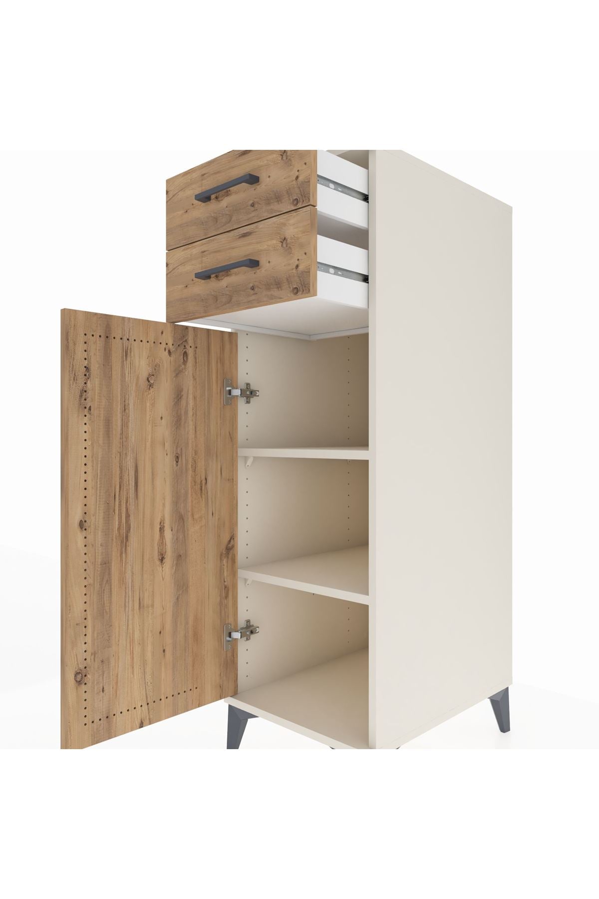 Kronos Dolap 2 Raflı 2 Çekmeceli Tek Kapaklı 44x59x134 - S82M048V3C