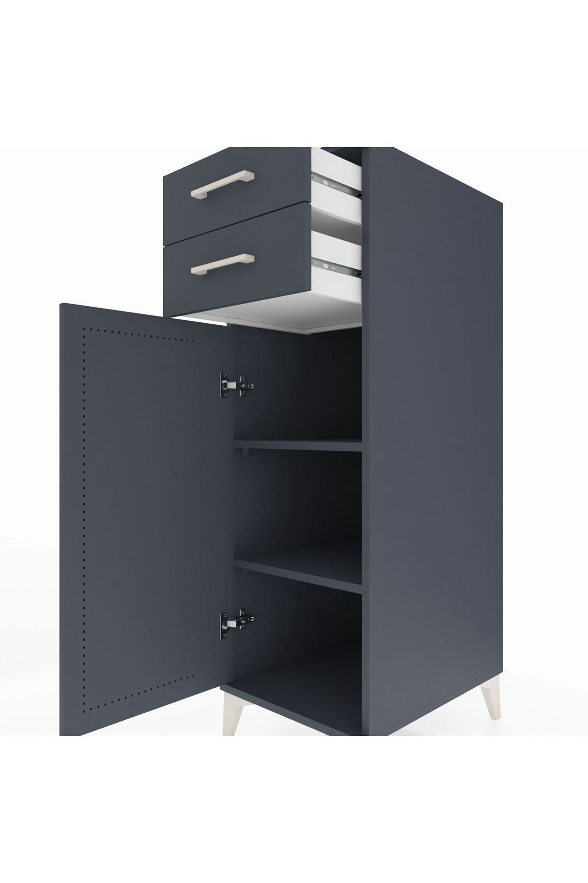 Kronos Dolap 2 Raflı 2 Çekmeceli Tek Kapaklı 44x59x134 - S82M048V5C