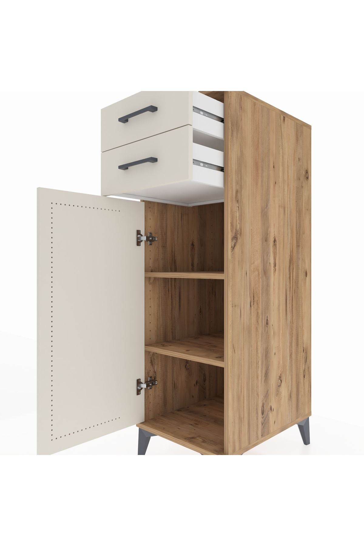 Kronos Dolap 2 Raflı 2 Çekmeceli Tek Kapaklı 44x59x134 - S82M048V7C