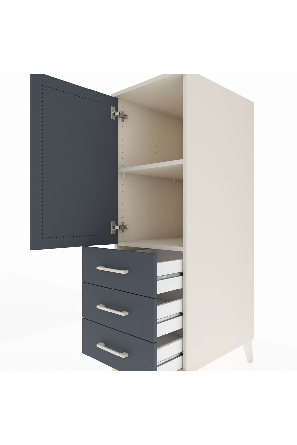 Kronos Dolap 2 Raflı 3 Çekmeceli Tek Kapaklı 44x59x134 - S82M049V2C