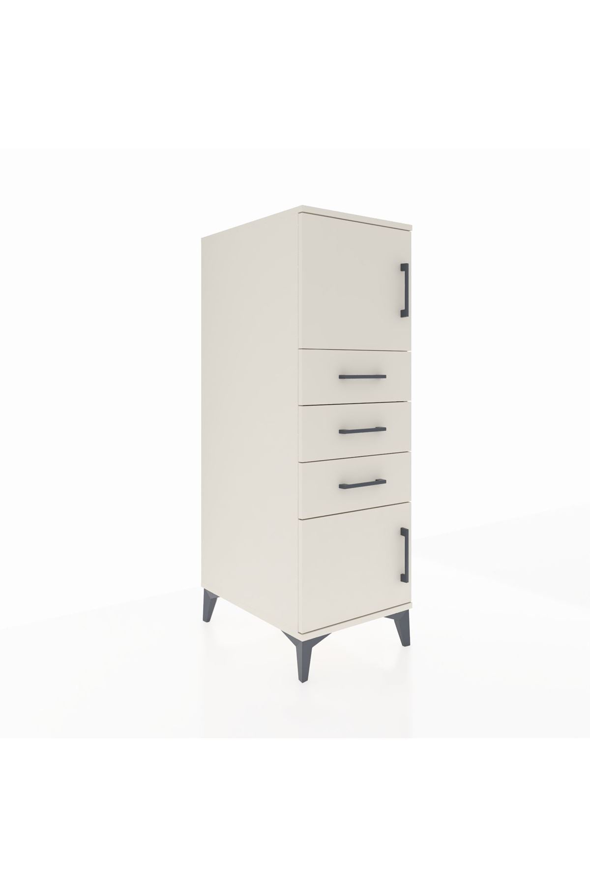 Kronos Dolap Tek Raflı 3 Çekmeceli 2 Kapaklı 44x59x134 - S82M051V1C