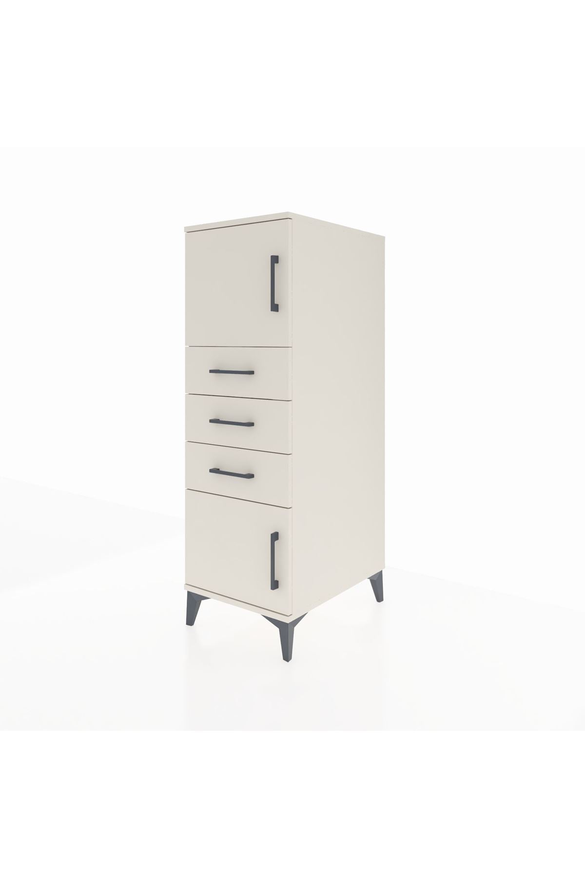 Kronos Dolap Tek Raflı 3 Çekmeceli 2 Kapaklı 44x59x134 - S82M051V1C