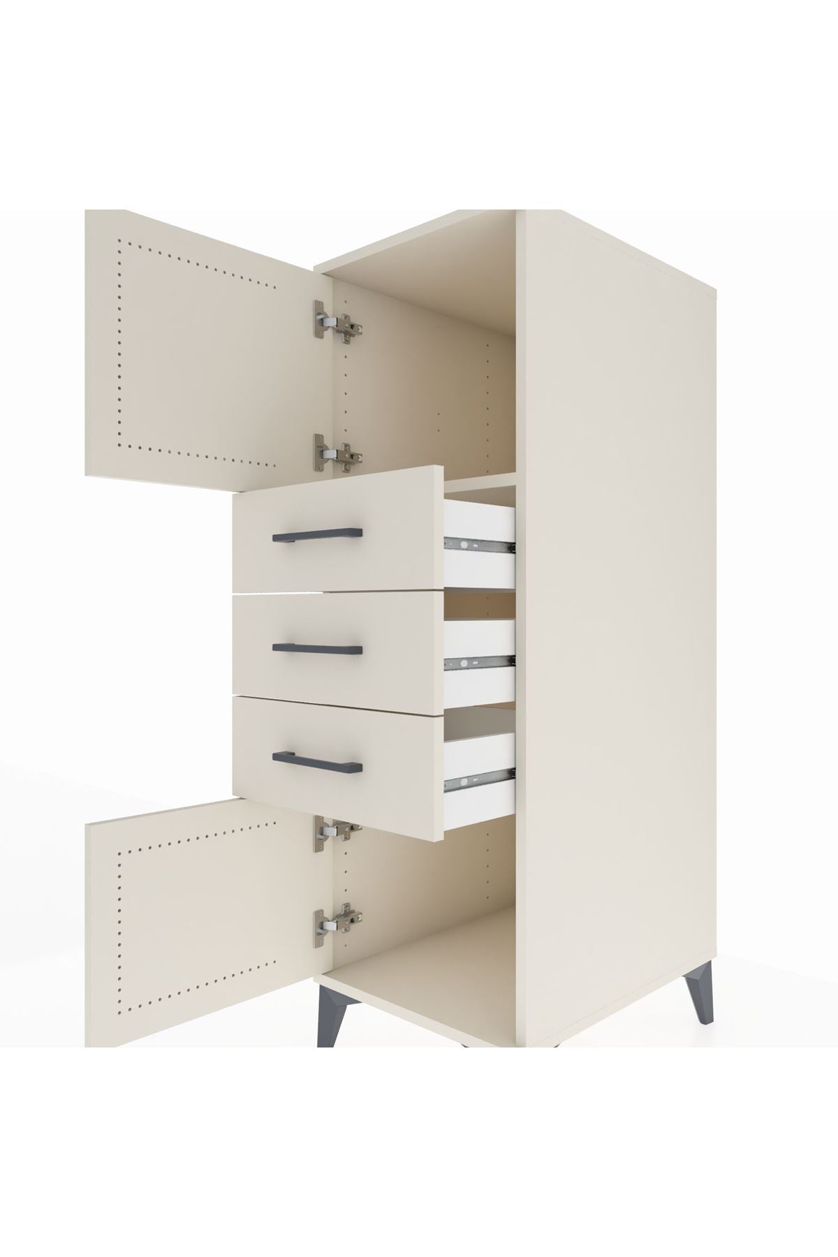Kronos Dolap Tek Raflı 3 Çekmeceli 2 Kapaklı 44x59x134 - S82M051V1C