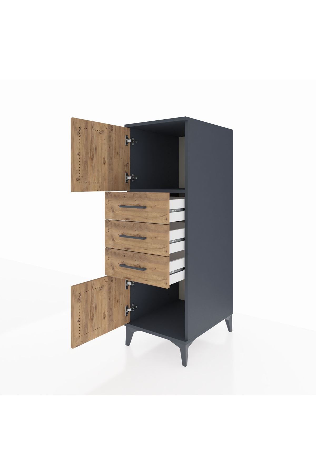 Kronos Dolap Tek Raflı 3 Çekmeceli 2 Kapaklı 44x59x134 - S82M051V6C