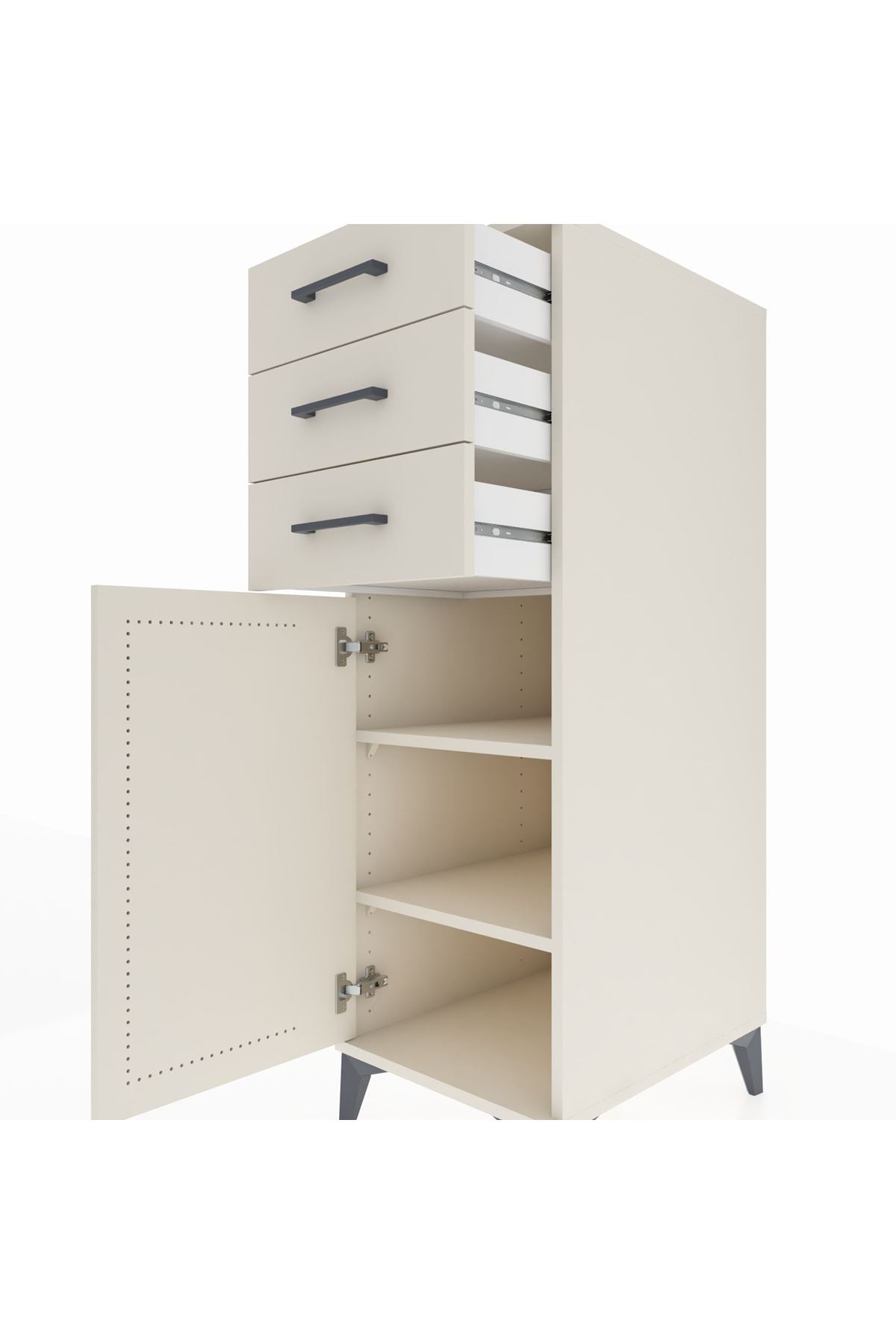 Kronos Dolap 2 Raflı 3 Çekmeceli Tek Kapaklı 44x59x134 - S82M052V1C