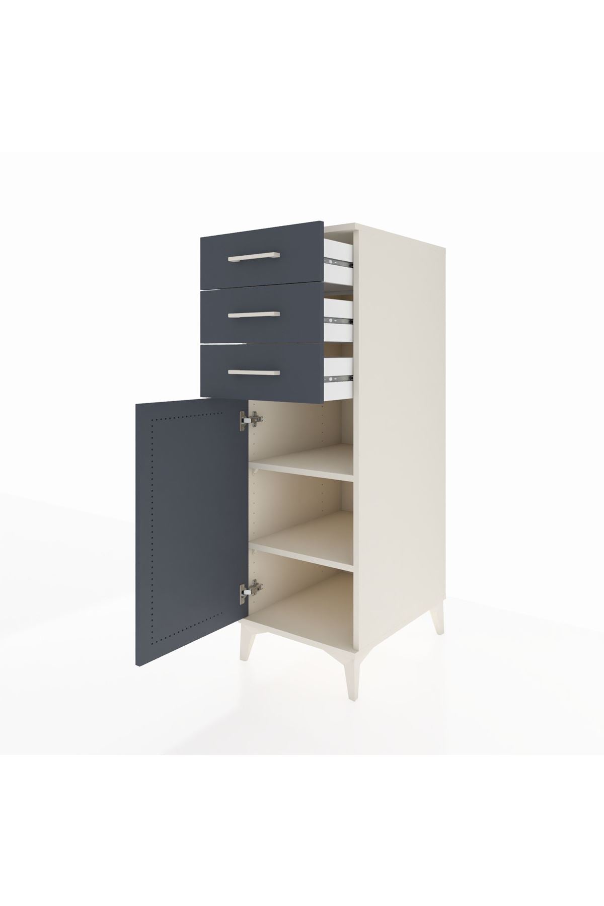 Kronos Dolap 2 Raflı 3 Çekmeceli Tek Kapaklı 44x59x134 - S82M052V2C
