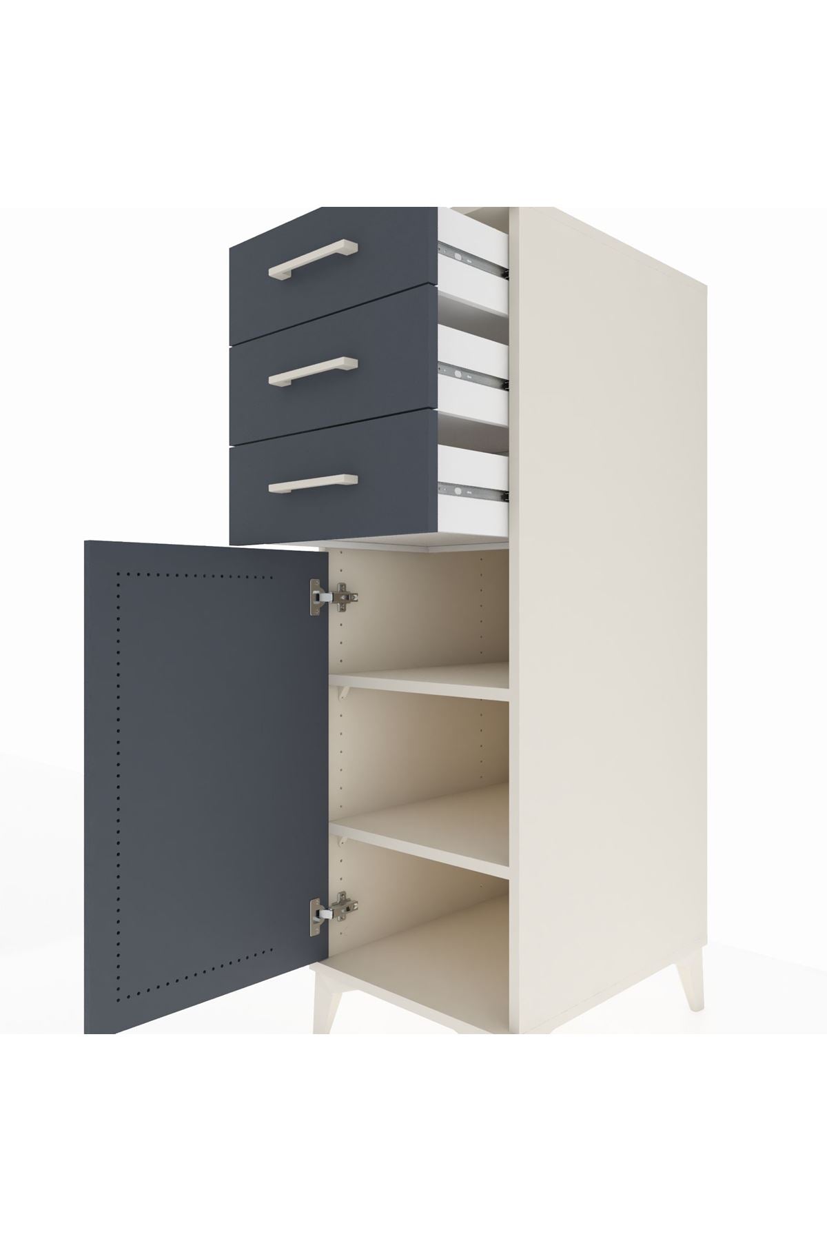 Kronos Dolap 2 Raflı 3 Çekmeceli Tek Kapaklı 44x59x134 - S82M052V2C