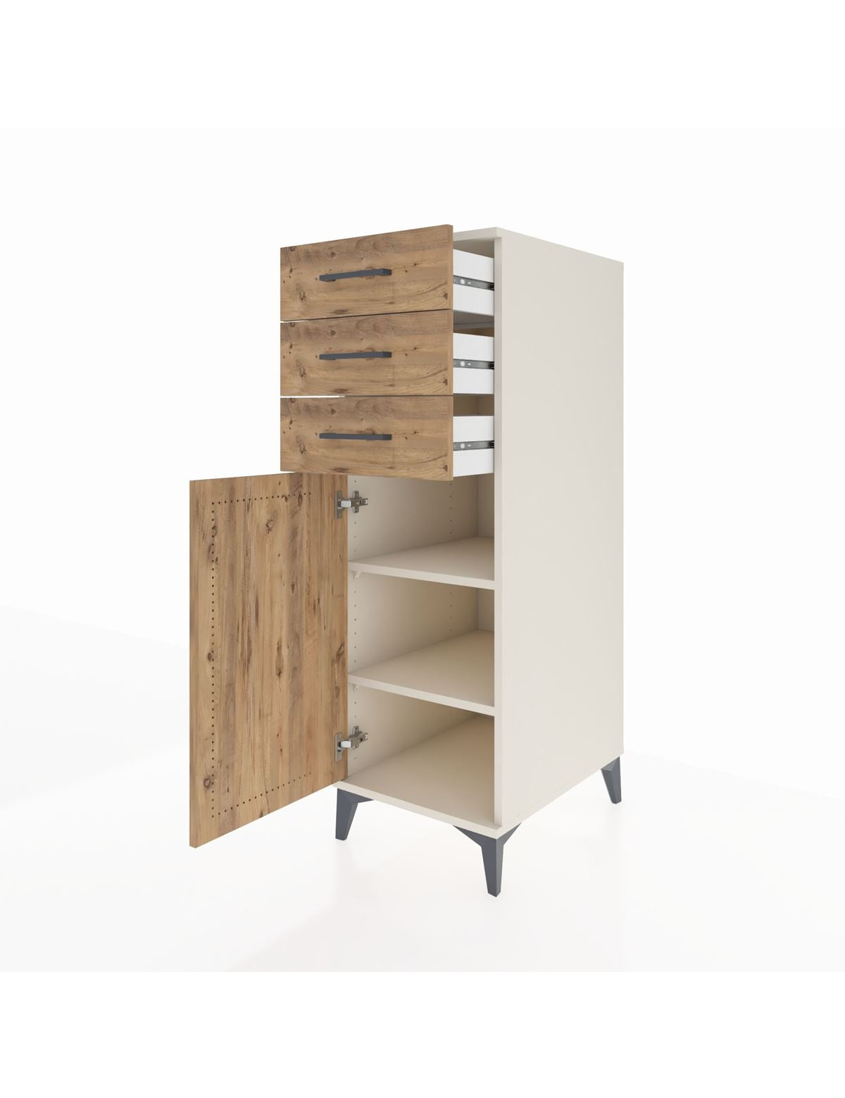 Kronos Dolap 2 Raflı 3 Çekmeceli Tek Kapaklı 44x59x134 - S82M052V3C