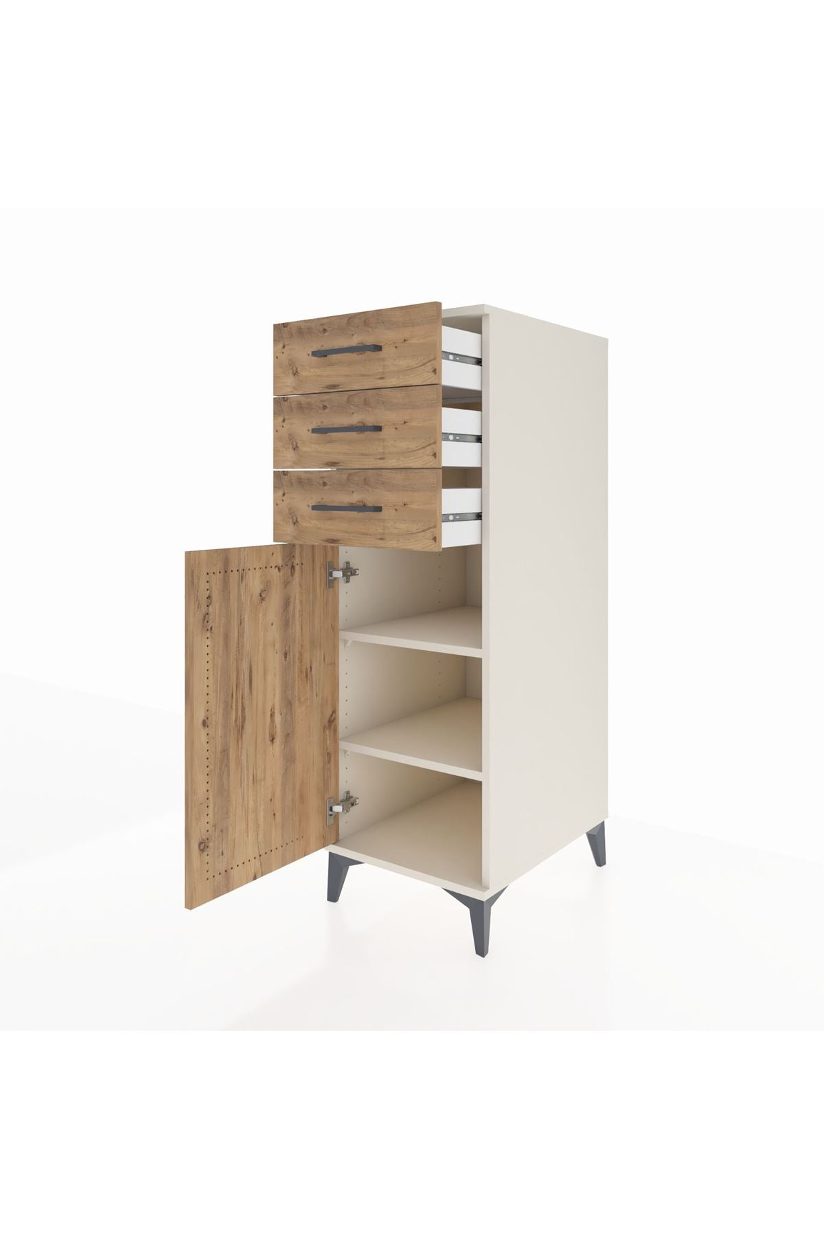 Kronos Dolap 2 Raflı 3 Çekmeceli Tek Kapaklı 44x59x134 - S82M052V3C