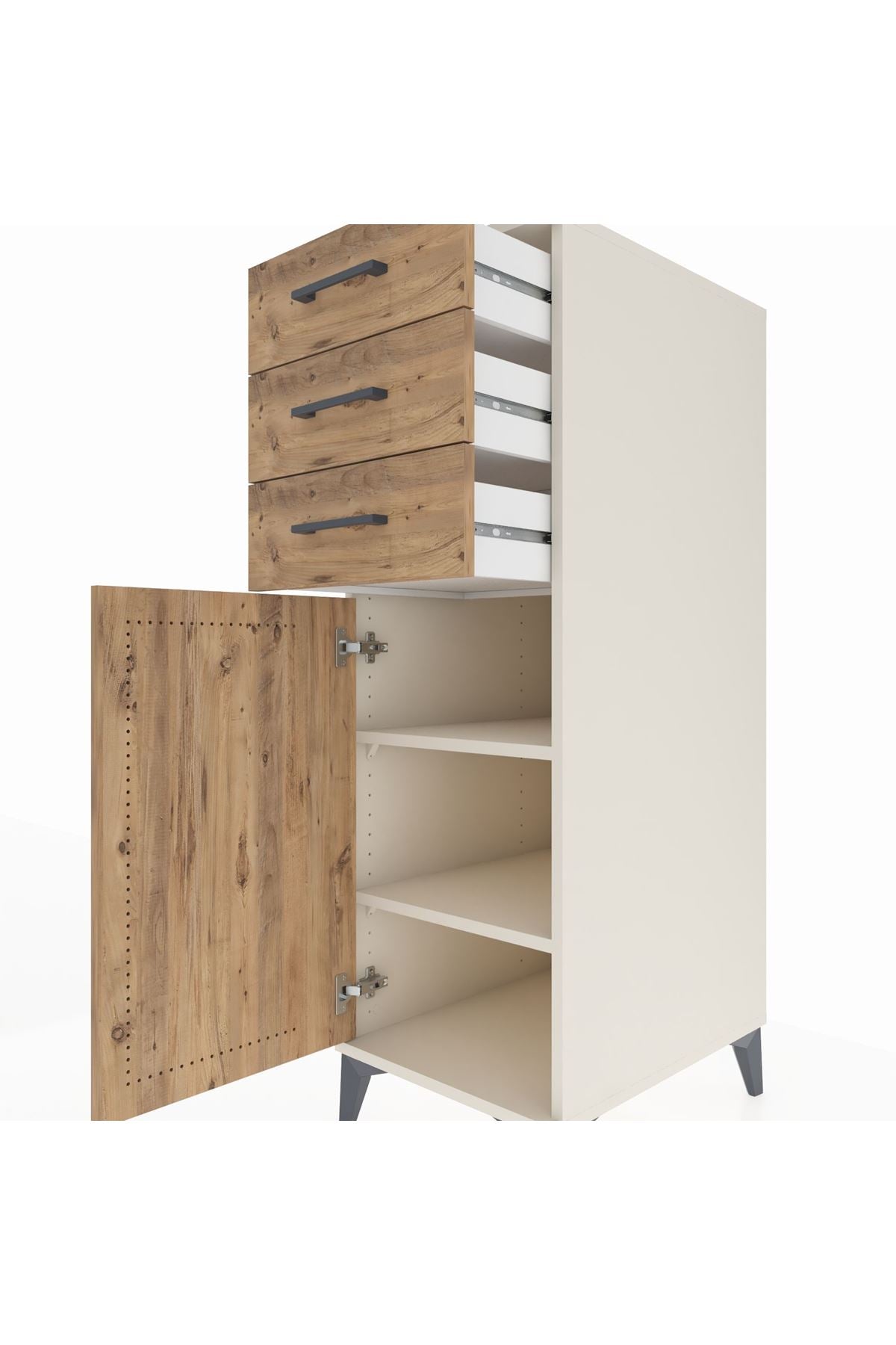 Kronos Dolap 2 Raflı 3 Çekmeceli Tek Kapaklı 44x59x134 - S82M052V3C