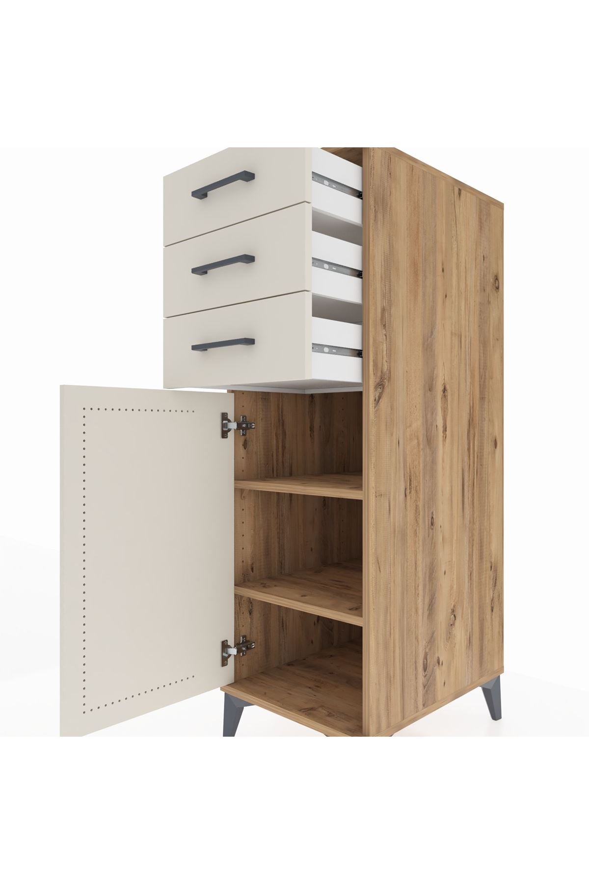 Kronos Dolap 2 Raflı 3 Çekmeceli Tek Kapaklı 44x59x134 - S82M052V7C