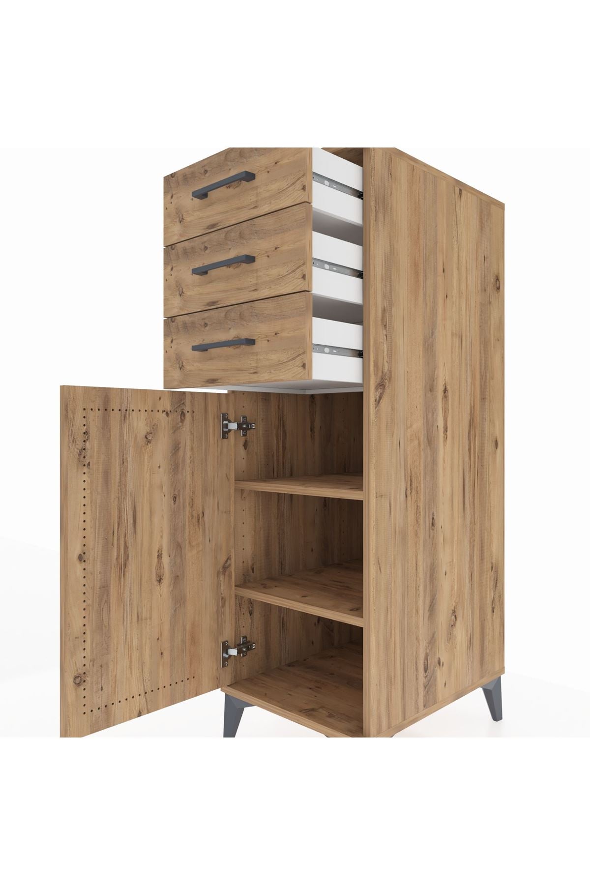 Kronos Dolap 2 Raflı 3 Çekmeceli Tek Kapaklı 44x59x134 - S82M052V9C