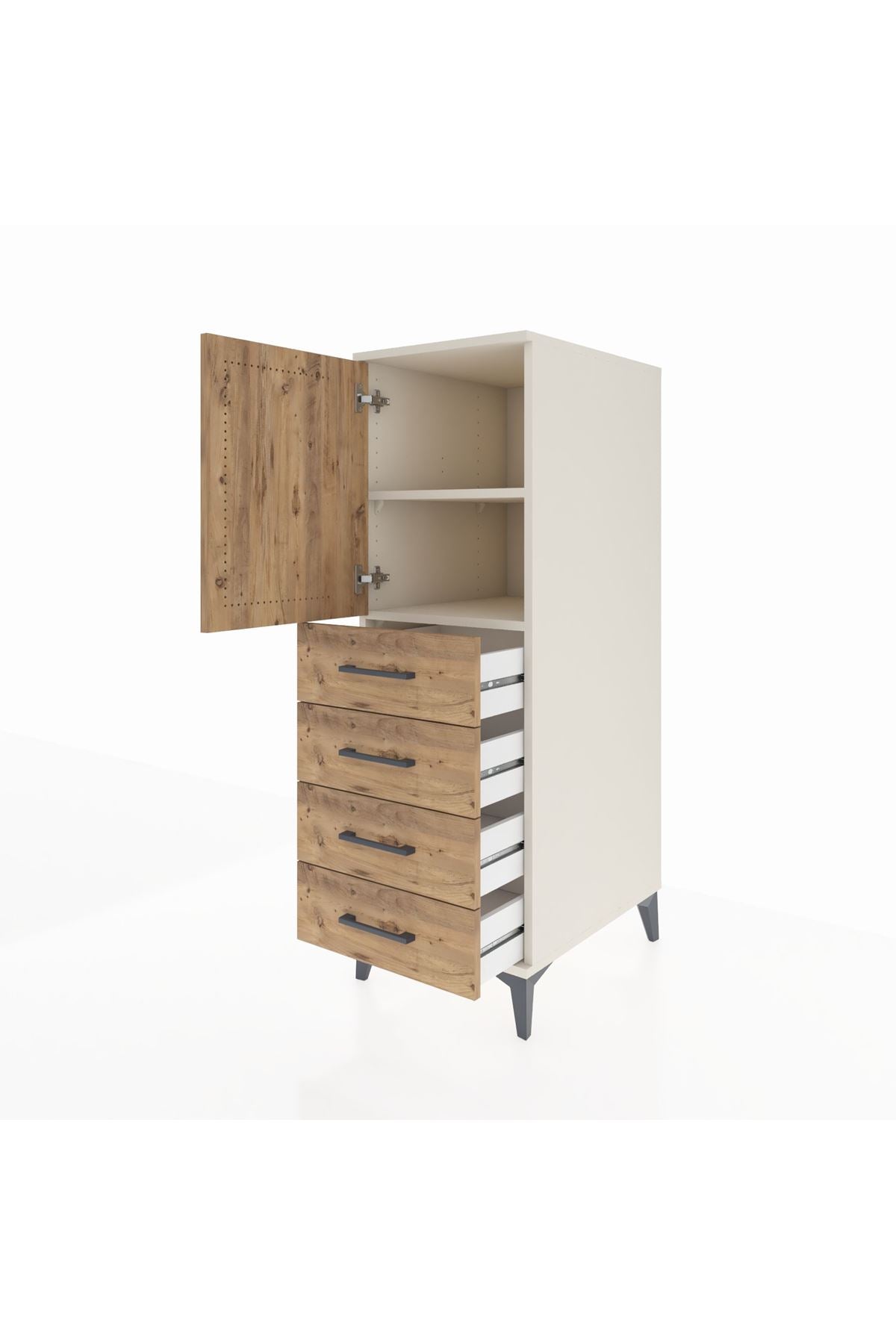 Kronos Dolap 2 Raflı 4 Çekmeceli Tek Kapaklı 44x59x134 - S82M053V3C