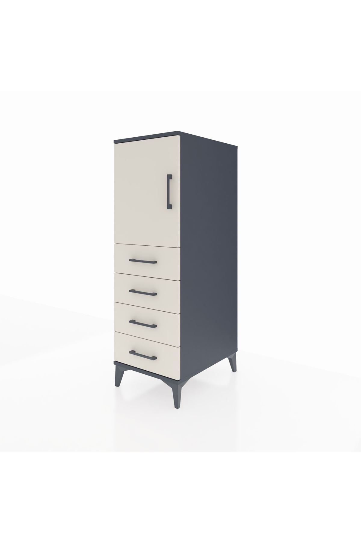 Kronos Dolap 2 Raflı 4 Çekmeceli Tek Kapaklı 44x59x134 - S82M053V4C