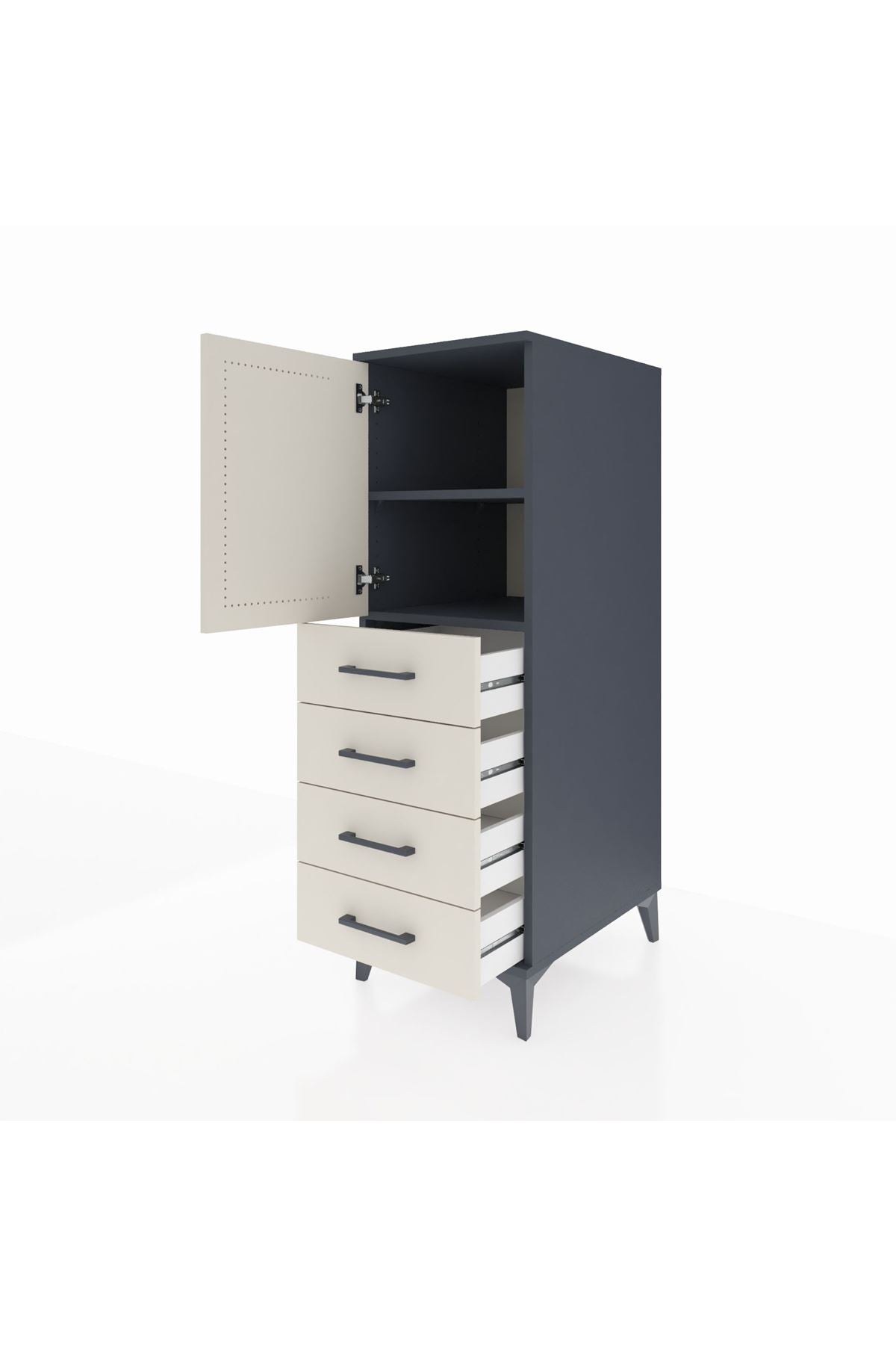 Kronos Dolap 2 Raflı 4 Çekmeceli Tek Kapaklı 44x59x134 - S82M053V4C