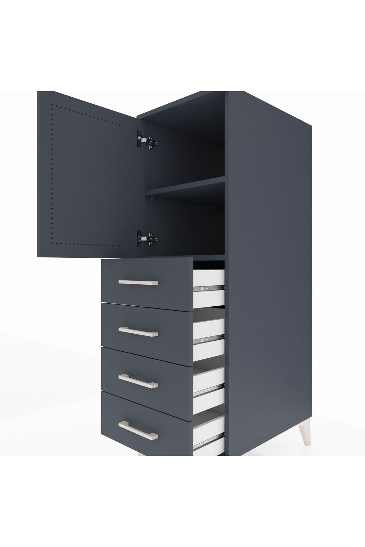 Kronos Dolap 2 Raflı 4 Çekmeceli Tek Kapaklı 44x59x134 - S82M053V5C