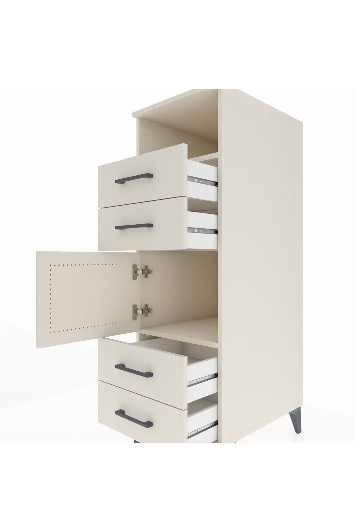 Kronos Dolap 2 Raflı 4 Çekmeceli Tek Kapaklı 44x59x134 - S82M054V1C