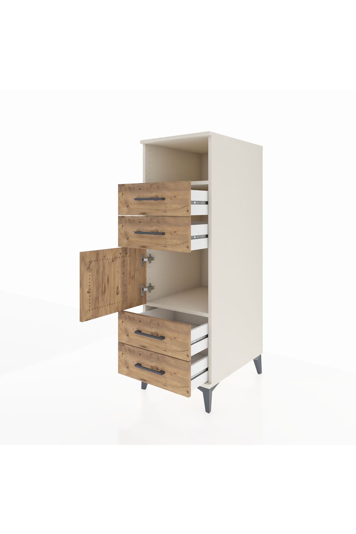 Kronos Dolap 2 Raflı 4 Çekmeceli Tek Kapaklı 44x59x134 - S82M054V3C
