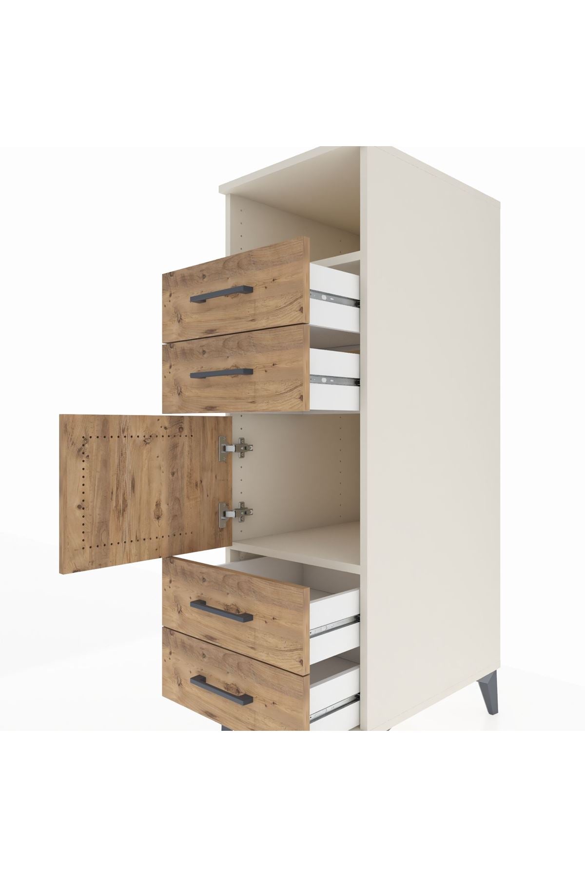 Kronos Dolap 2 Raflı 4 Çekmeceli Tek Kapaklı 44x59x134 - S82M054V3C