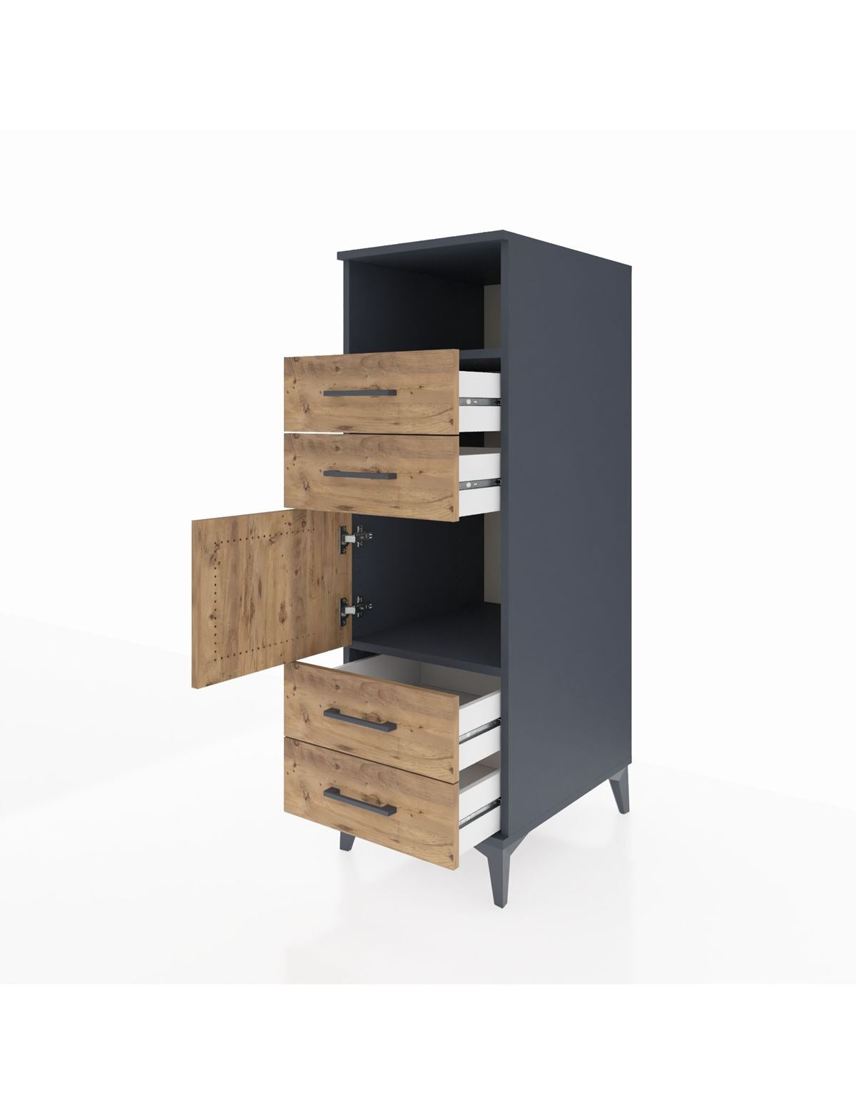 Kronos Dolap 2 Raflı 4 Çekmeceli Tek Kapaklı 44x59x134 - S82M054V6C