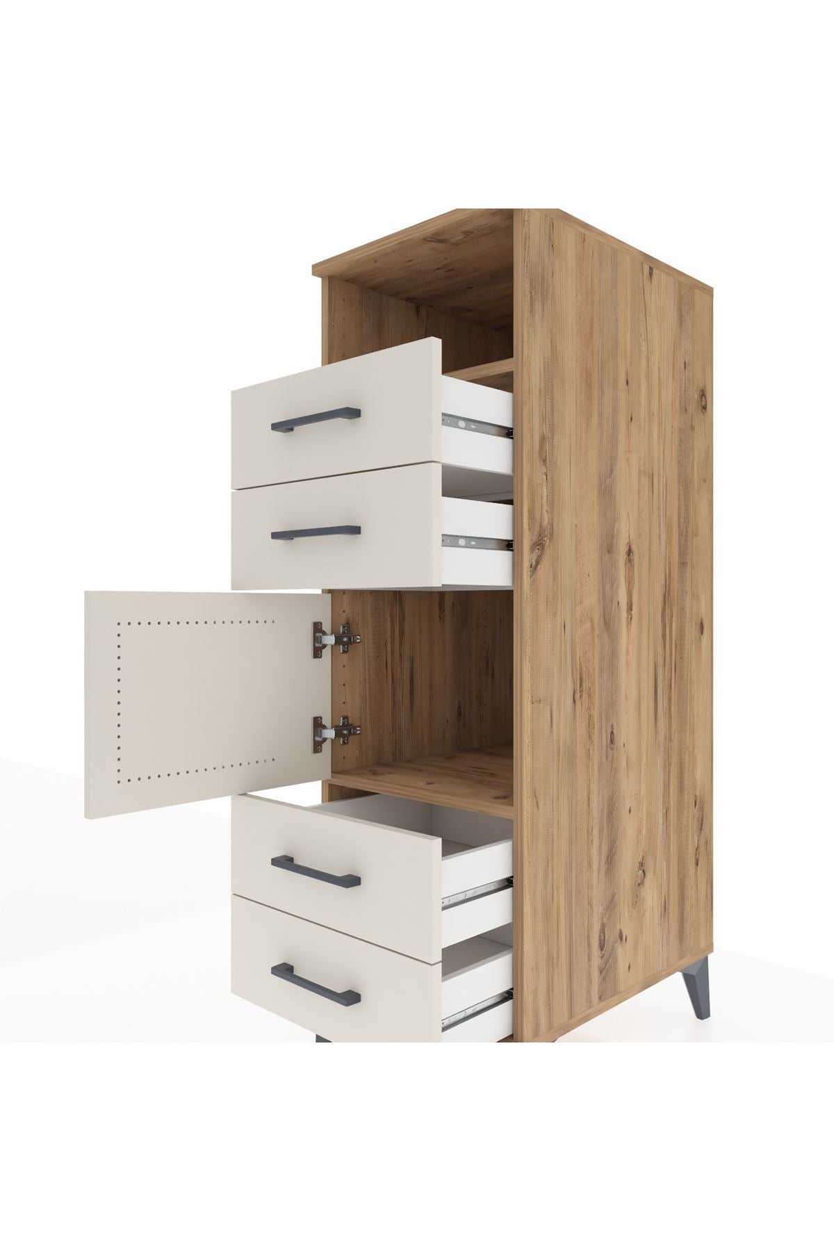 Kronos Dolap 2 Raflı 4 Çekmeceli Tek Kapaklı 44x59x134 - S82M054V7C