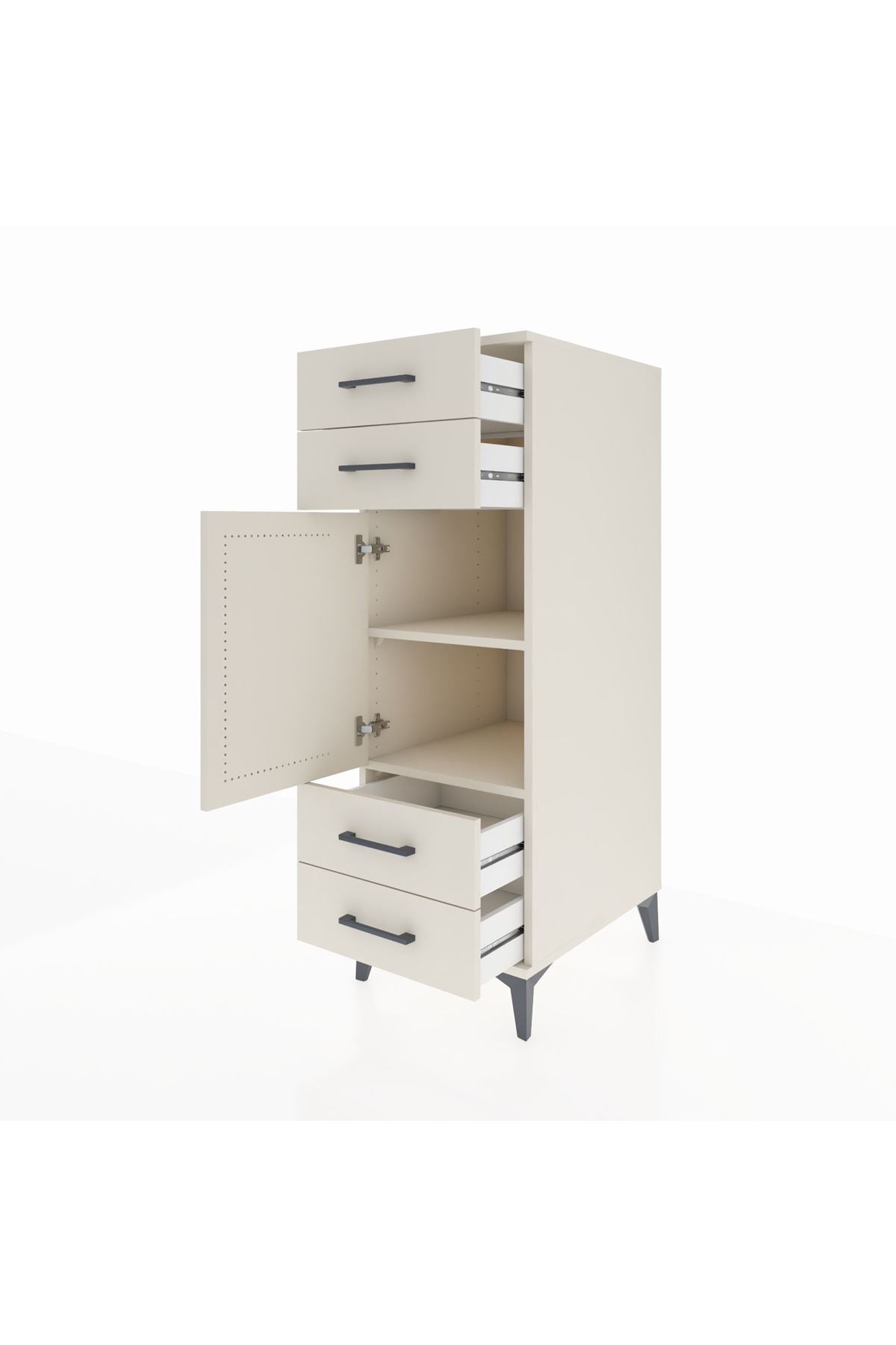Kronos Dolap 2 Raflı 4 Çekmeceli Tek Kapaklı 44x59x134 - S82M055V1C