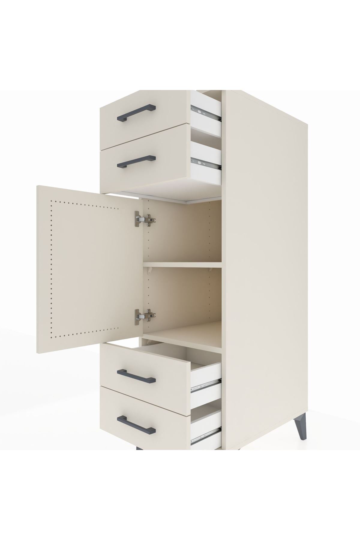 Kronos Dolap 2 Raflı 4 Çekmeceli Tek Kapaklı 44x59x134 - S82M055V1C