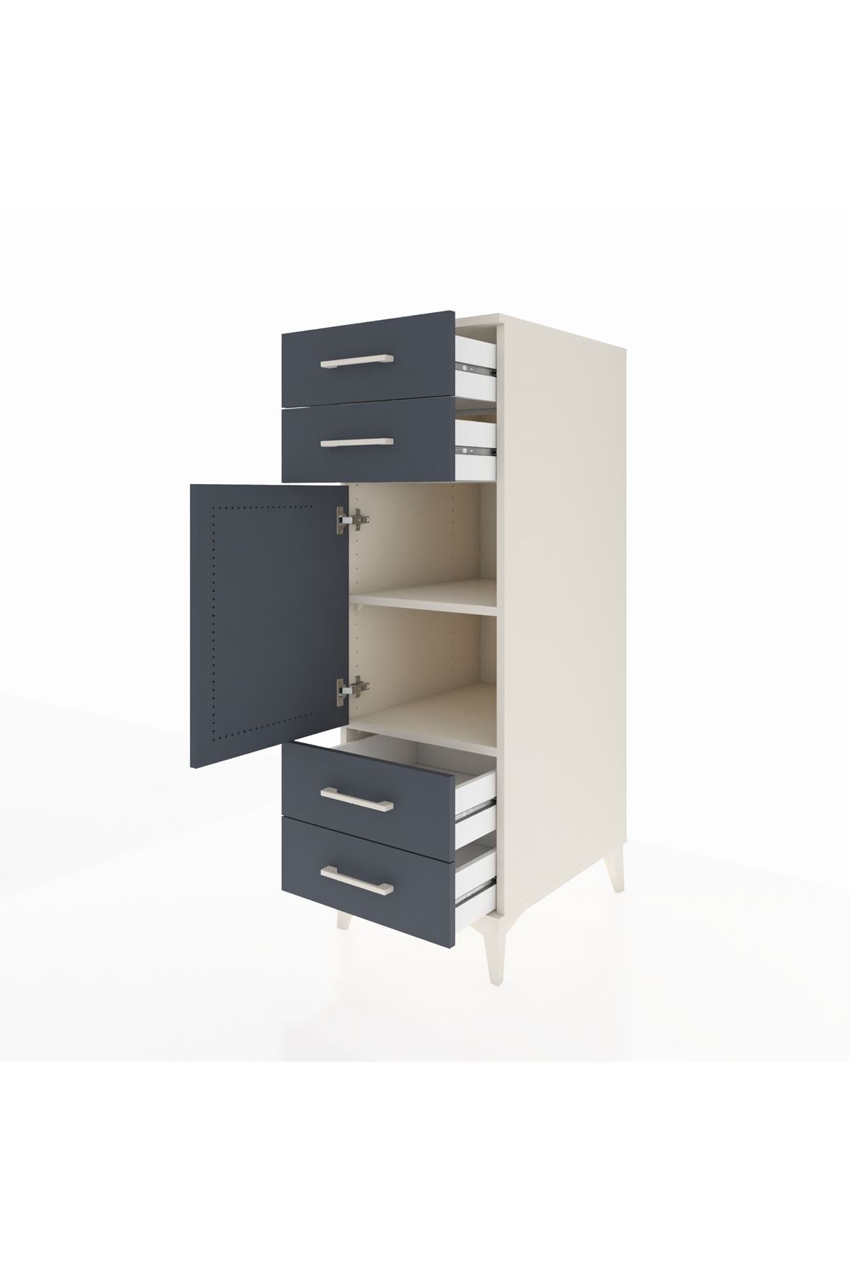 Kronos Dolap 2 Raflı 4 Çekmeceli Tek Kapaklı 44x59x134 - S82M055V2C