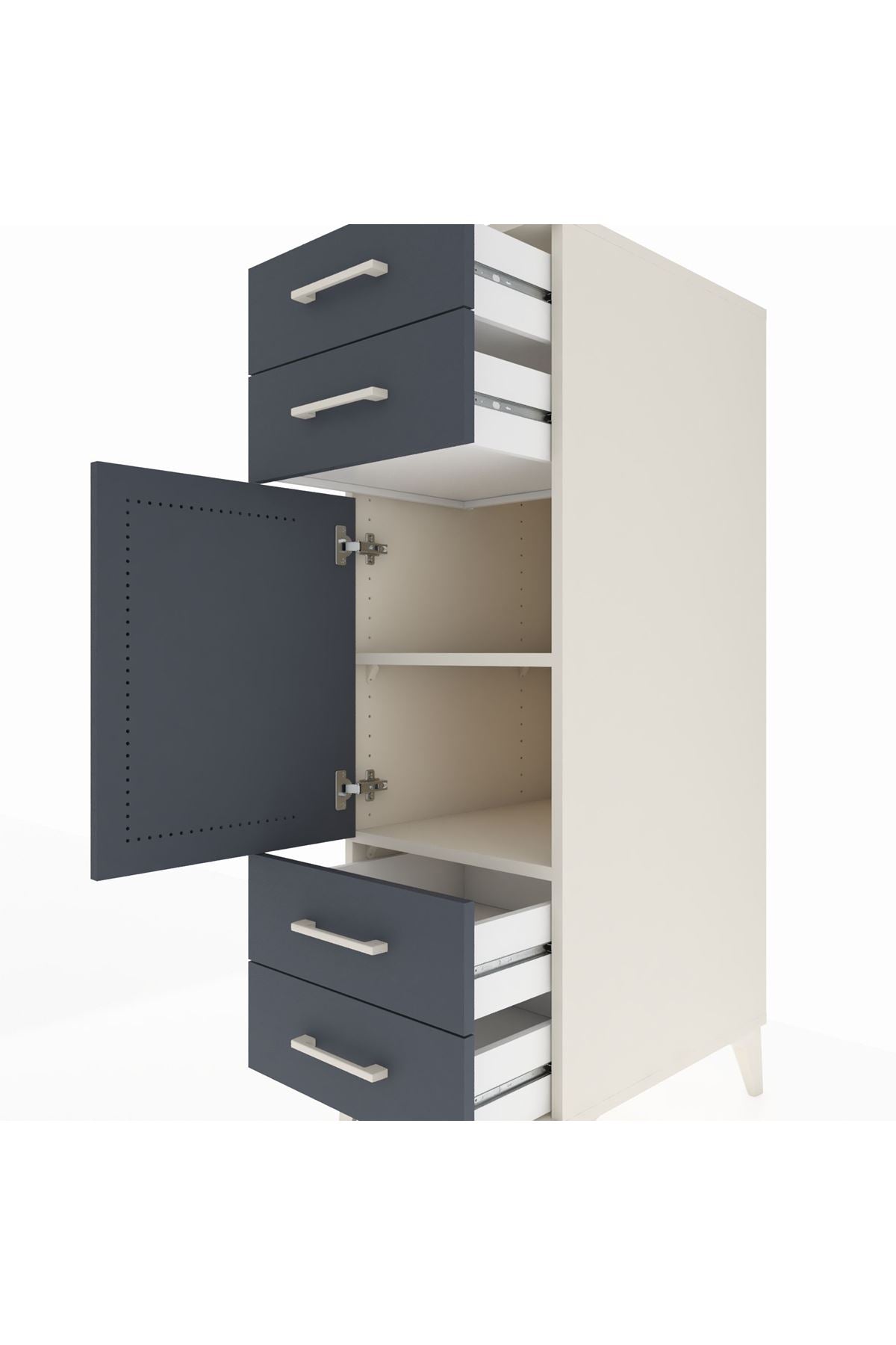 Kronos Dolap 2 Raflı 4 Çekmeceli Tek Kapaklı 44x59x134 - S82M055V2C